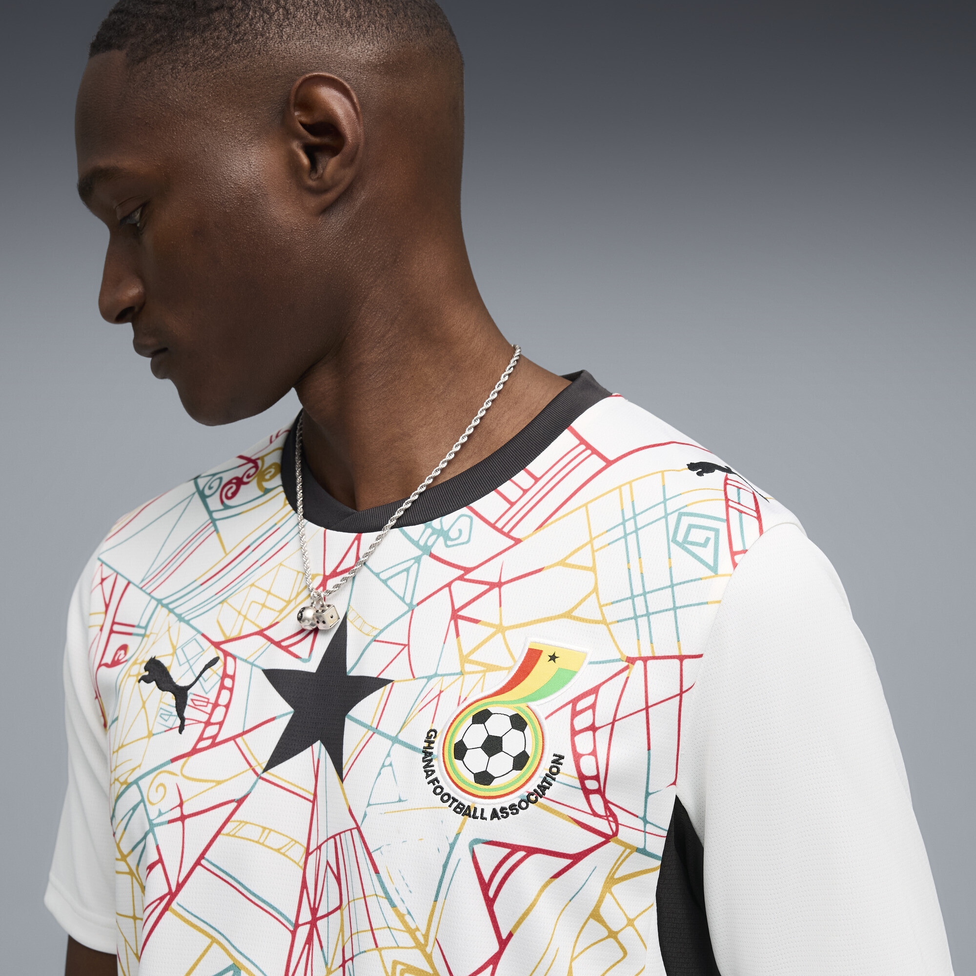 Trainingsshirt PUMA "Ghana 2026 Heimtrikot Herren", Damen, Gr. 3XL, weiß schwarz, Obermaterial: 100% Polyester; Rippe: 100% Polyester; Einsatz: 100% Polyester, bedruckt, regular fit, Rundhals, Shirts 2
