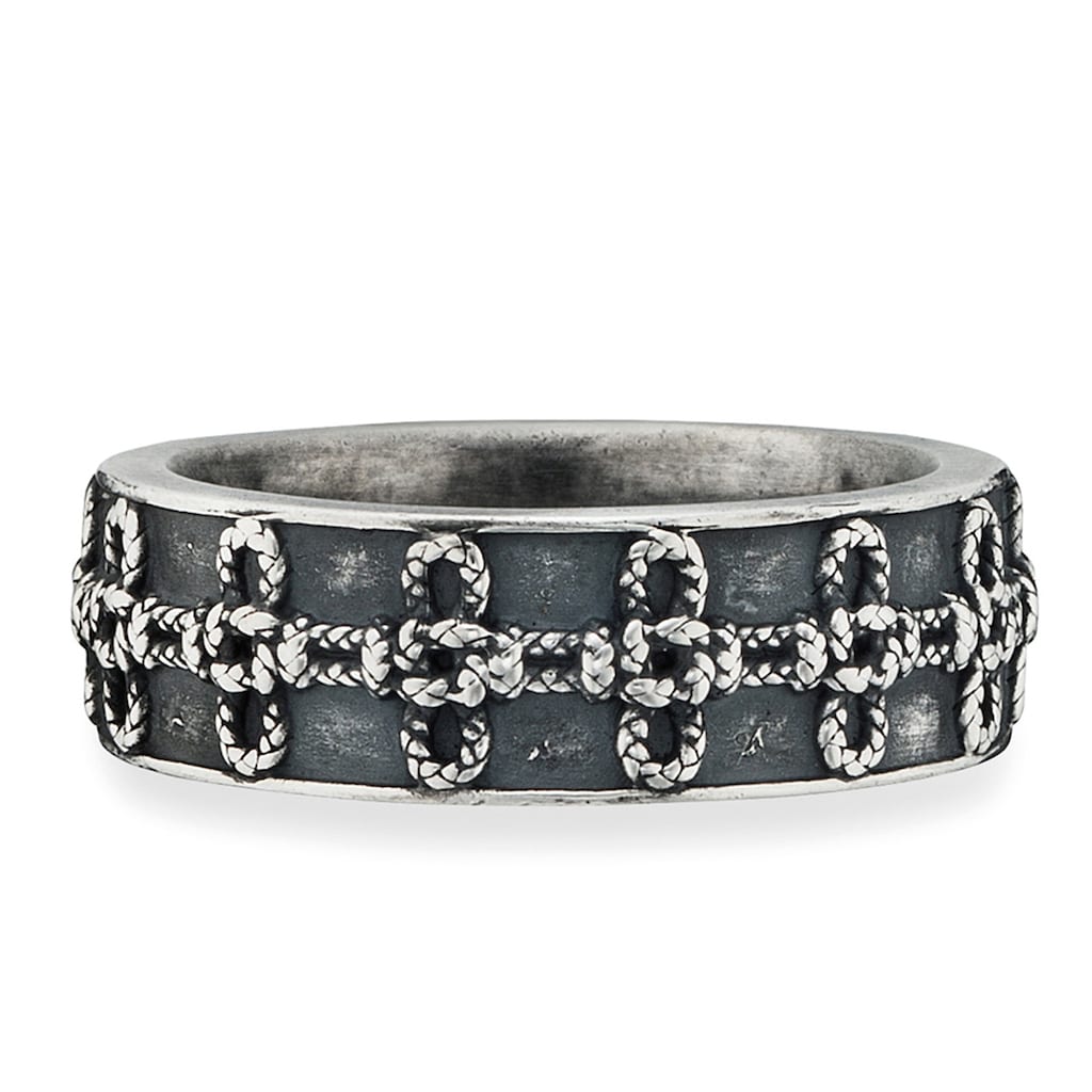 CAÏ Fingerring »925/- Sterling Silber matt oxidiert Knoten«