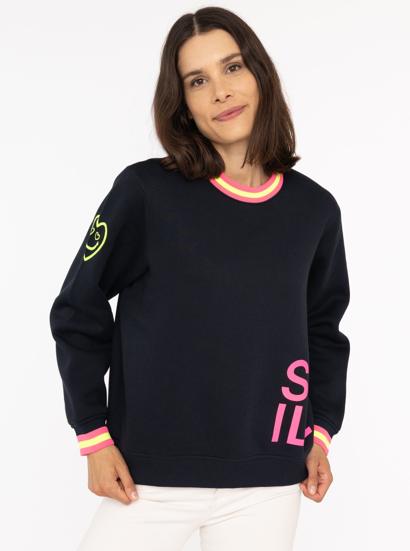 Zwillingsherz Sweatshirt ""Alissa"", mit SMILE PRINT, Kontrastbündchen, ges günstig online kaufen