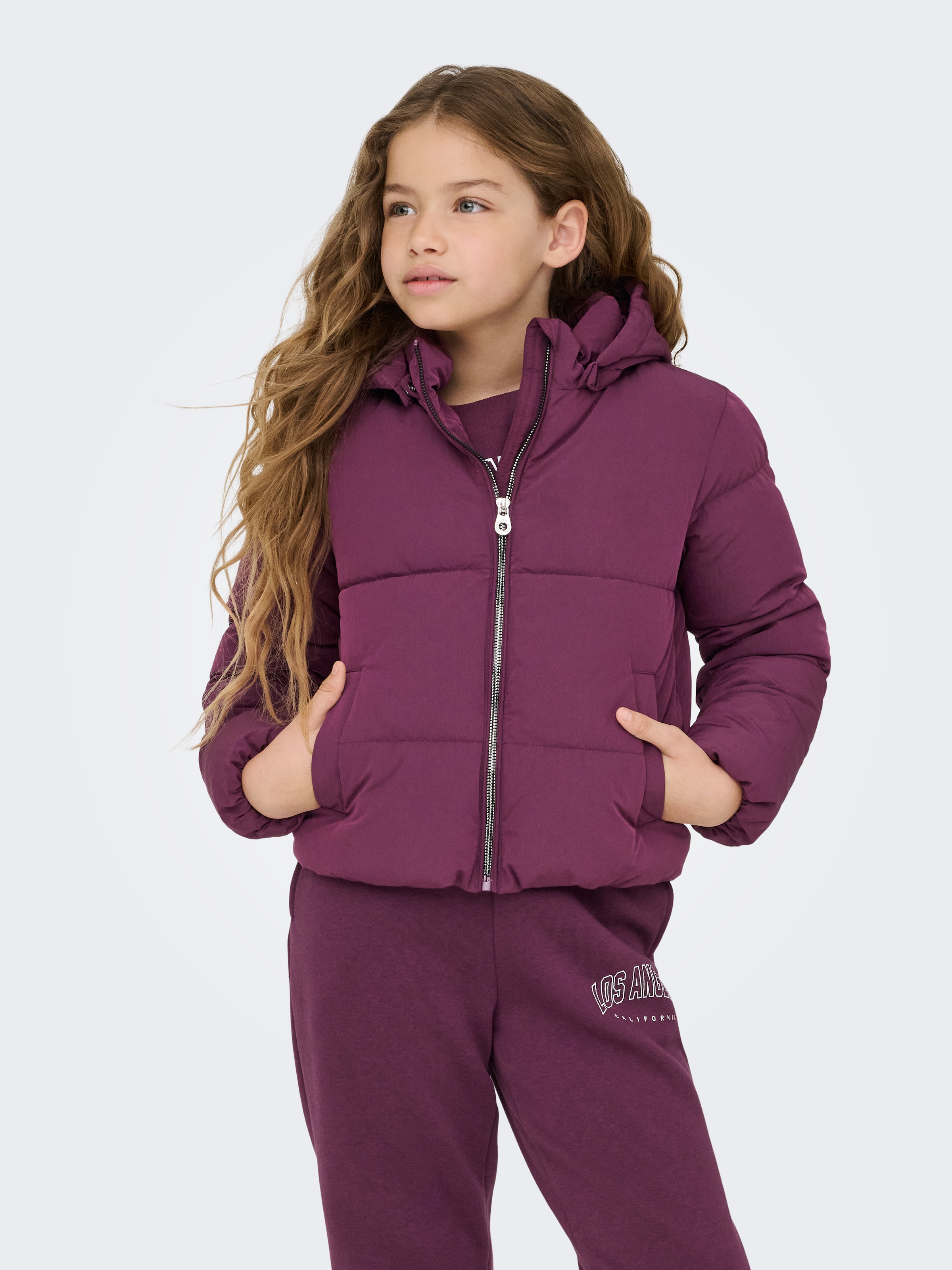 KIDS ONLY Steppjacke "KOGDOLLY SHORT PUFFER JACKET OTW" mit Kapuze mit abnehmbarer Kapuze