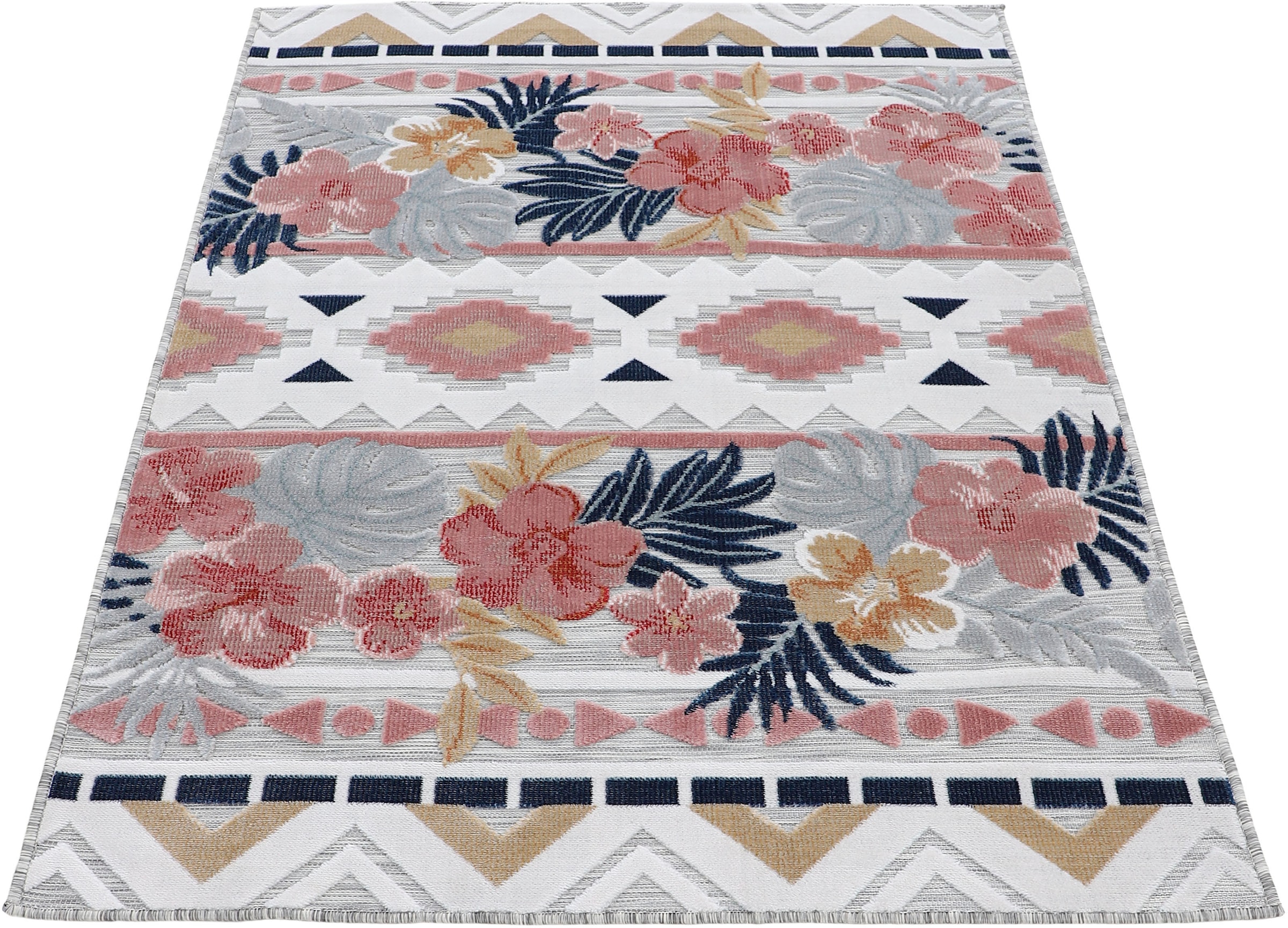 carpetfine Teppich »Deja 101«, rechteckig, Effekt auf Palmenblätter, | Hoch-Tief BAUR Motiv- Floral robustes Rechnung Flachgewebe