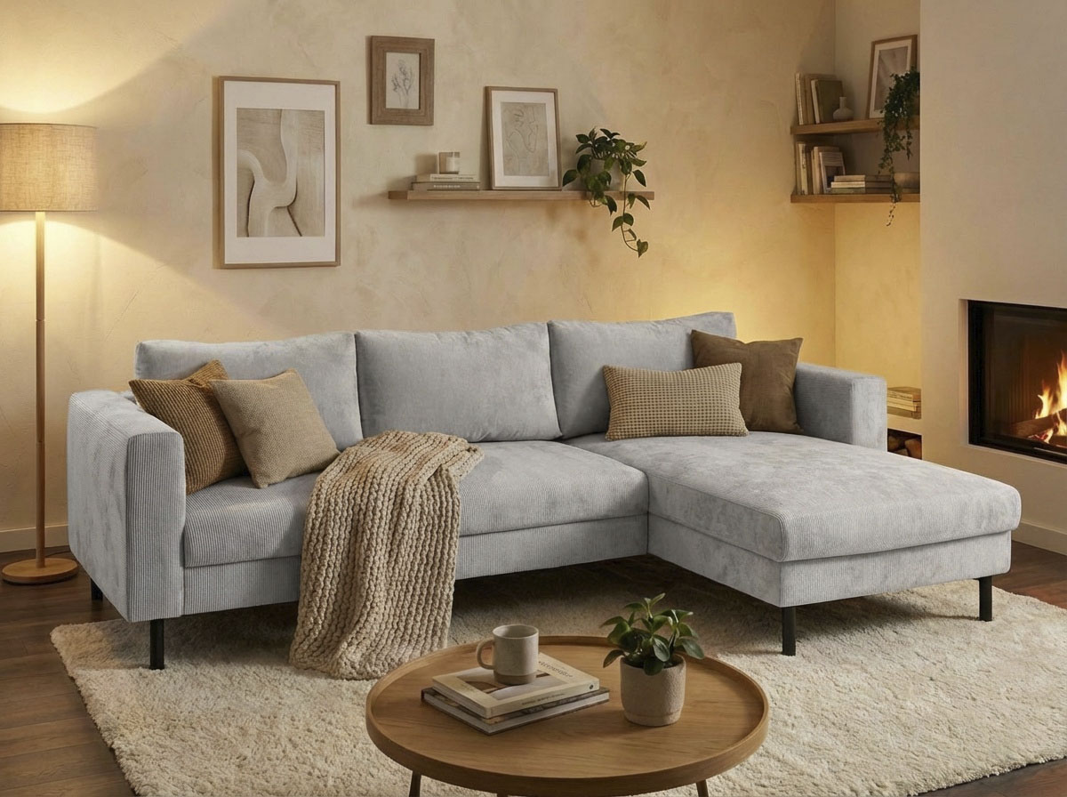 TRENDMANUFAKTUR "Amazing II, wahlw. mit Schlaffunktion & Bettkasten, Fuß schwarz" Recamiere beidseitig montierbar, L-Form,in Cord o. Struktur, B: 232 cm