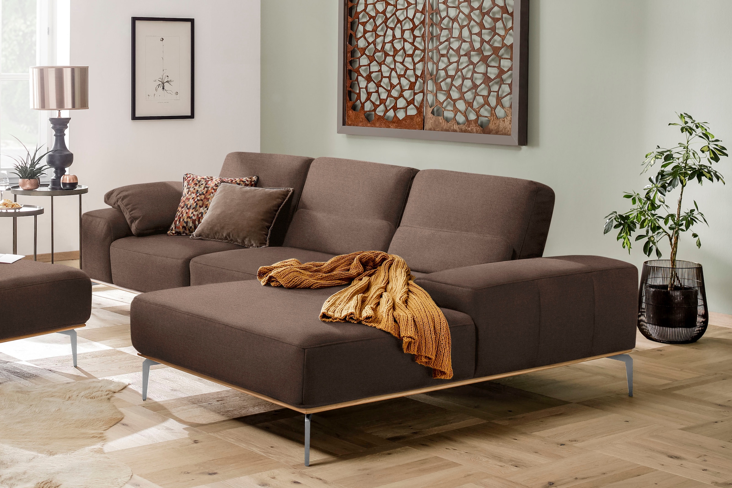 W.SCHILLIG Ecksofa run, mit elegantem Holzsockel, Füße in Chrom glänzend, B günstig online kaufen