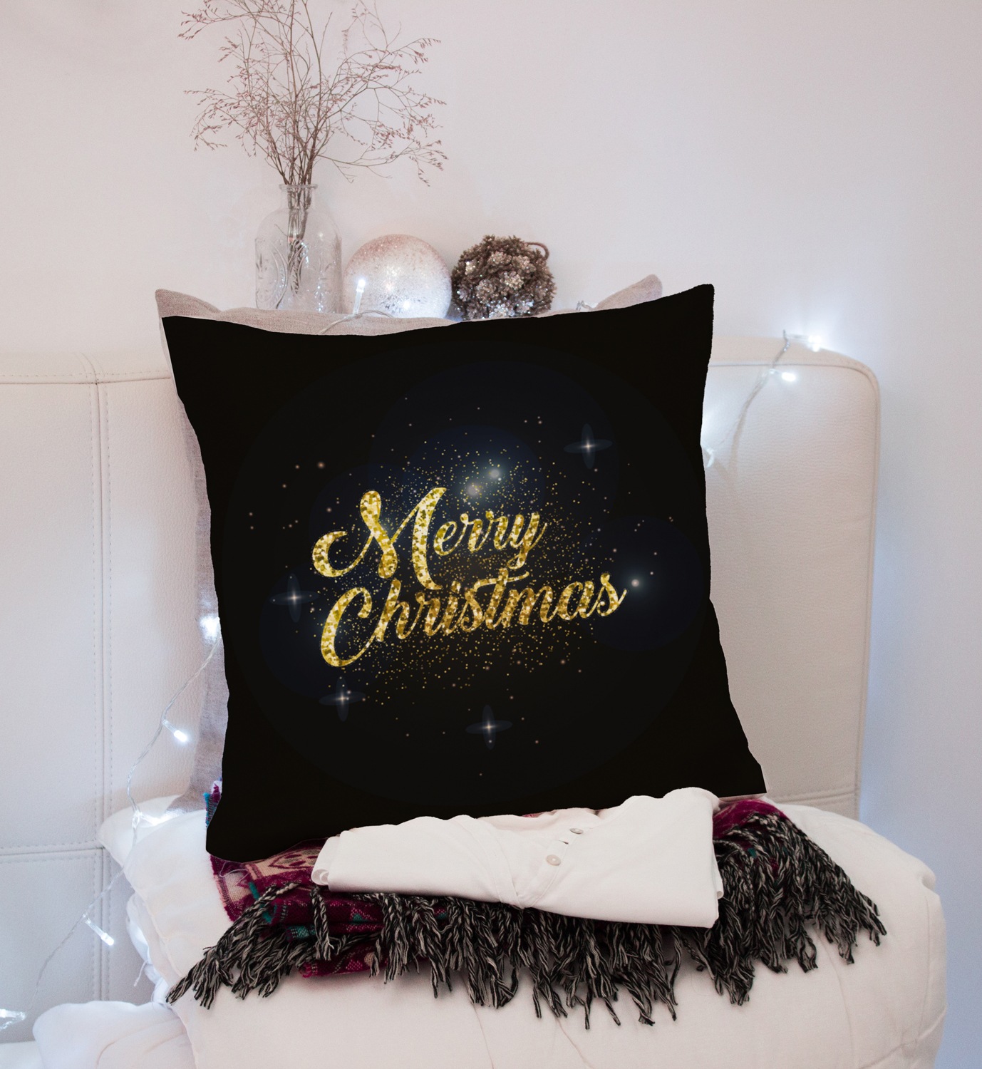 queence Dekokissen "Sternenhimmel" Kissenhülle,Merry Christmas,Schwarz,Weih günstig online kaufen