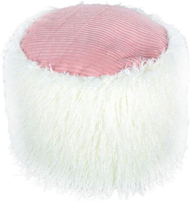 Kayoom Pouf "Fellpouf Bobtail 125, Fellhocker in zweifarbigem Design" 1 Stk. tlg. modern, dekorativ, kindersicherer Reißverschluss an der Unterseite