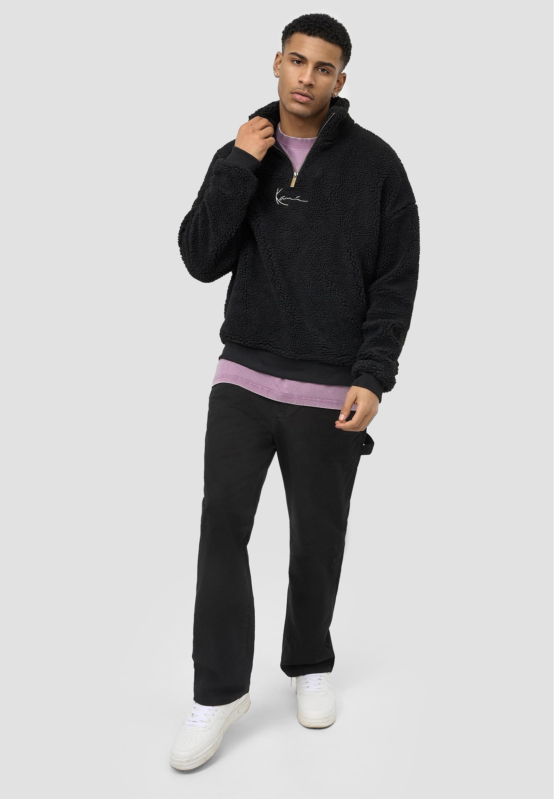 Karl Kani Rundhalspullover »Karl Kani Herren SMALL SIGNATURE TEDDY TROYER BLACK«, (1 tlg.)