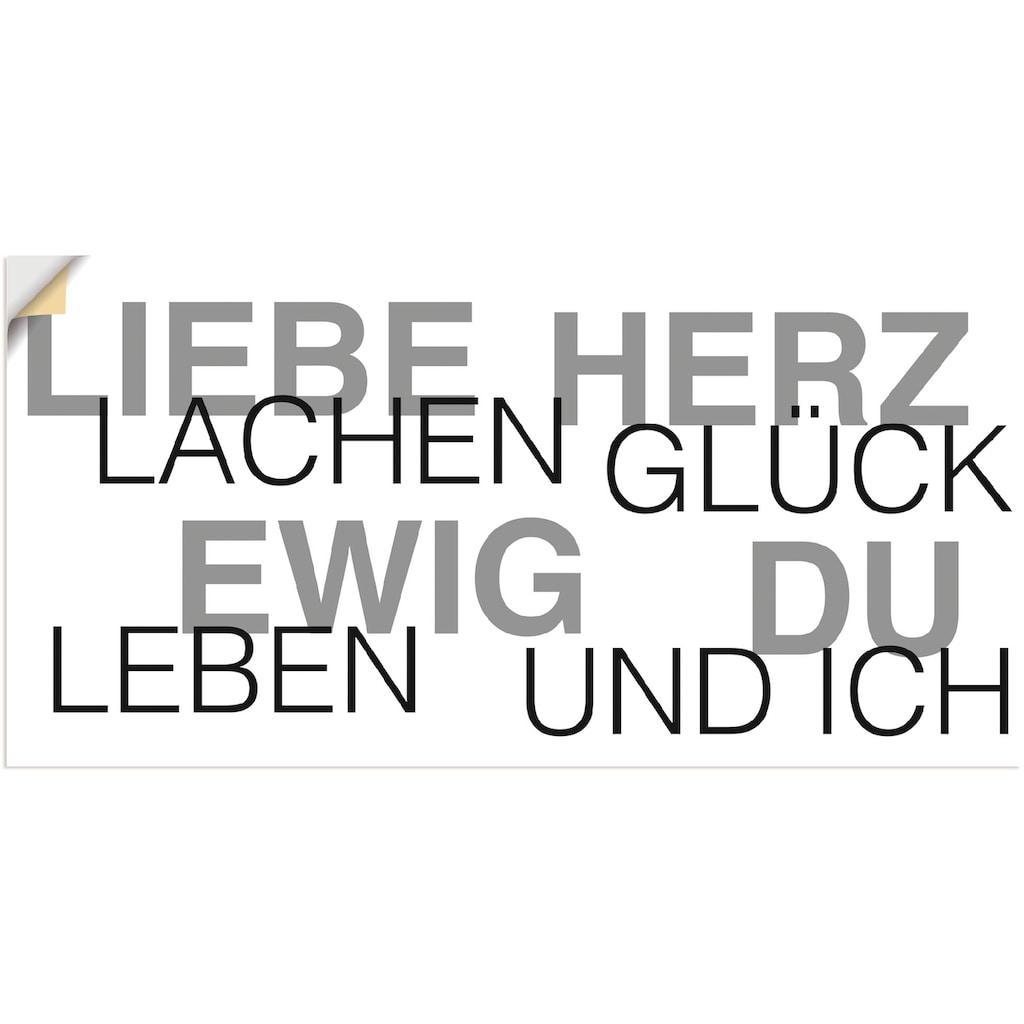 Artland Wandbild »Liebe Statement Bild«, Sprüche & Texte, (1 St.)