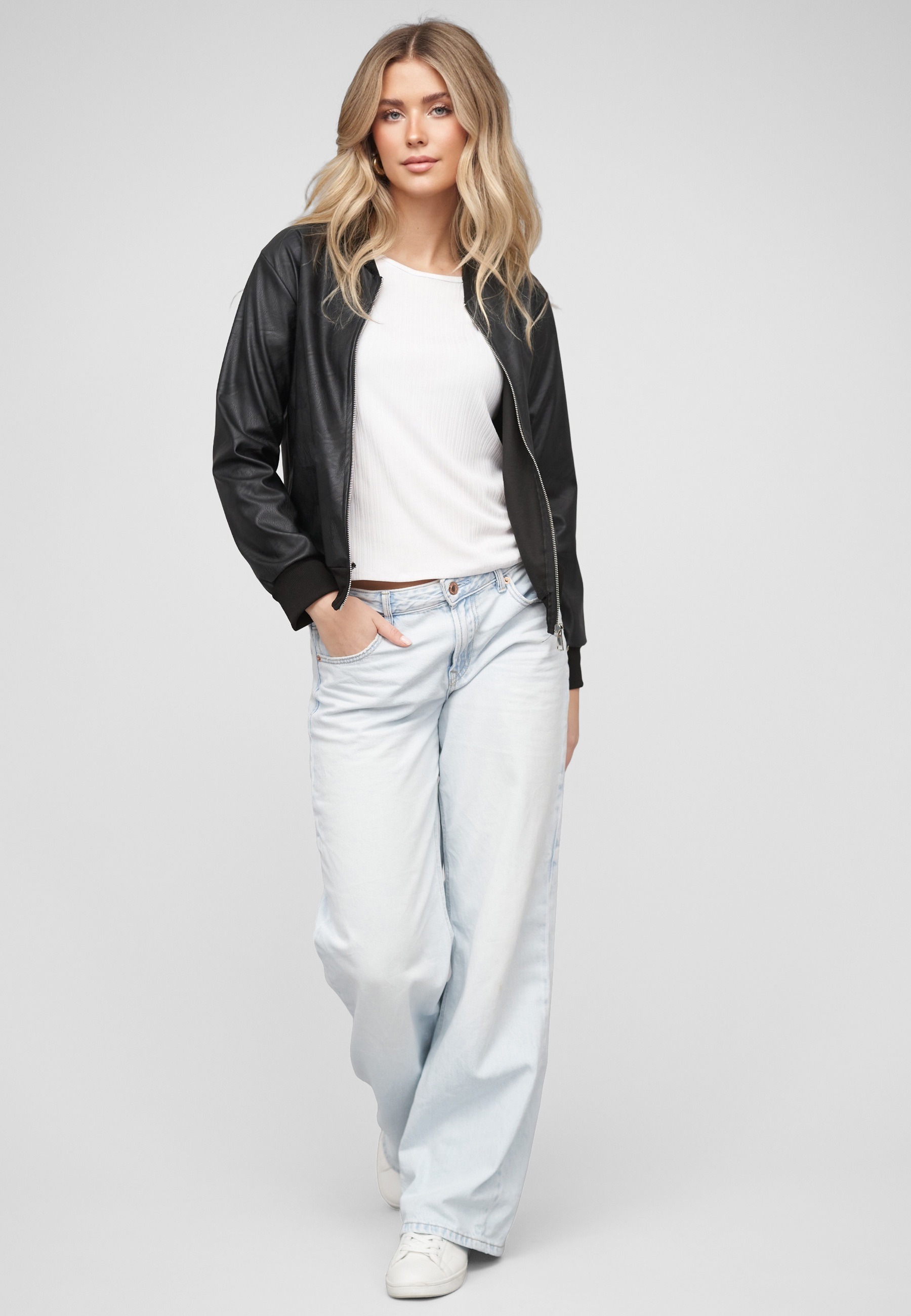 CLOUD 5IVE Bomberjacke »CLOUD 5IVE Blouson Bomberjacket Fauxleather« 1 Stk. tlg. ohne Kapuze