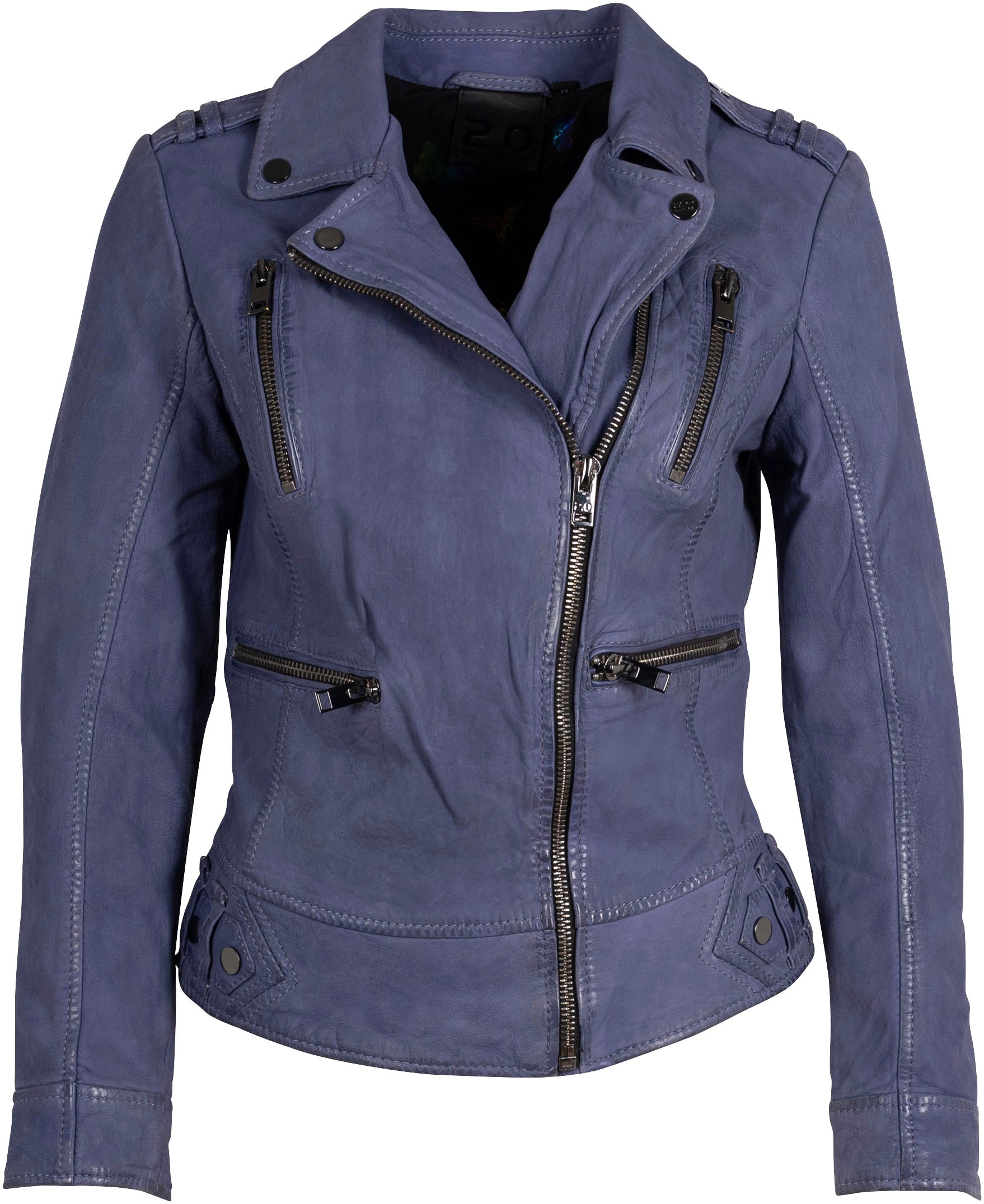 Mauritius Lederjacke »2Wtashi«, mit Schulterklappen, mit Nieten, mit Zipper-Taschen