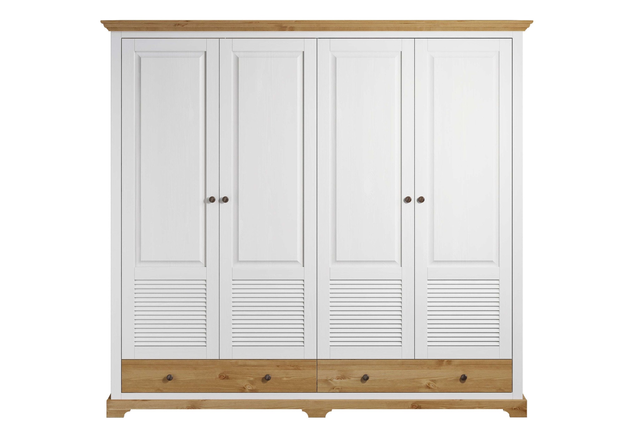 OTTO home Kleiderschrank "Rauna, aus massiver Kiefer, 4-türig, mit Lamellen günstig online kaufen