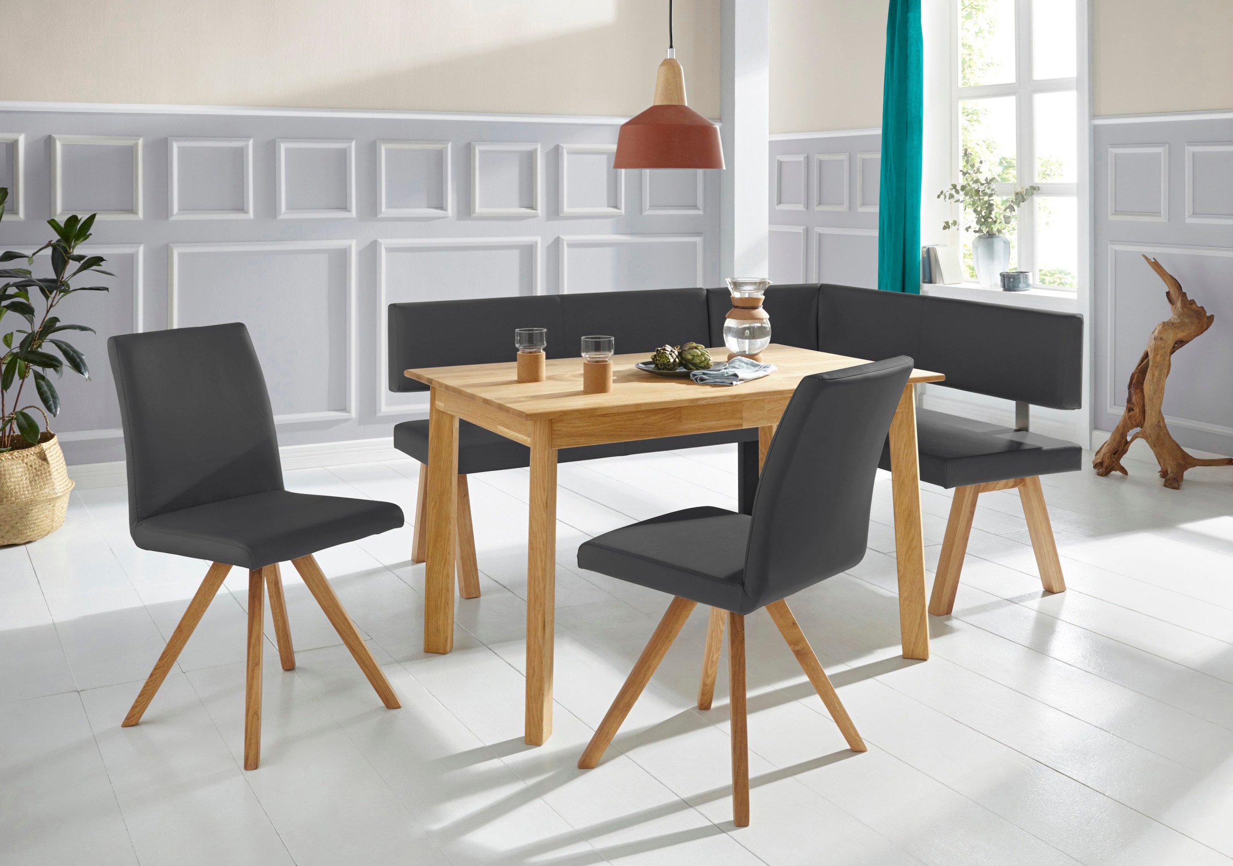 OTTO home Eckbank »Rio« Massivholz in Eiche geölt, Esszimmerbank bequem gepolstert