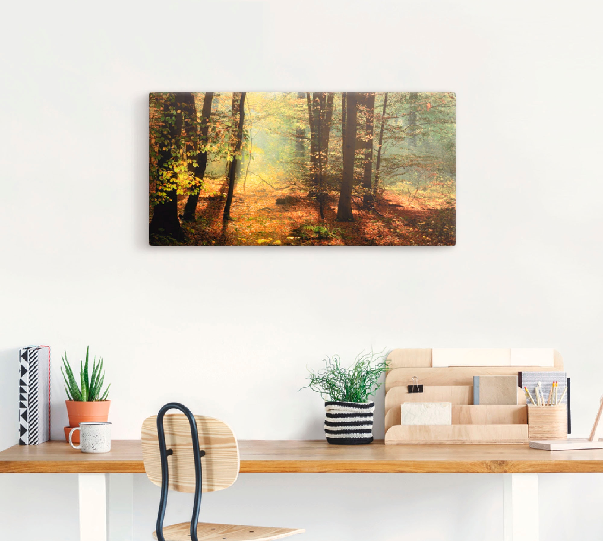 Artland Wandbild »Herbstlicht im Wald«, Wald, (1 St.), als Leinwandbild, Poster, Wandaufkleber in verschied. Größen