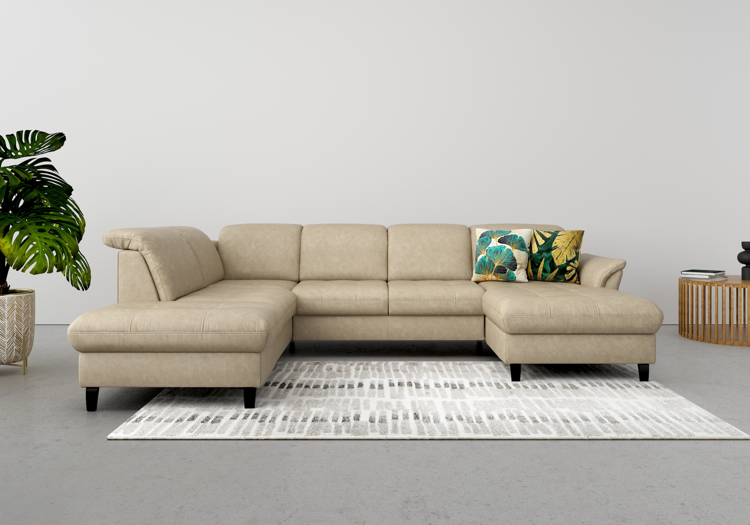 sit&more Wohnlandschaft "Maggiore U-Form" wahlweise mit Kopfteilverstellung, Schlaffunktion und Stauraum