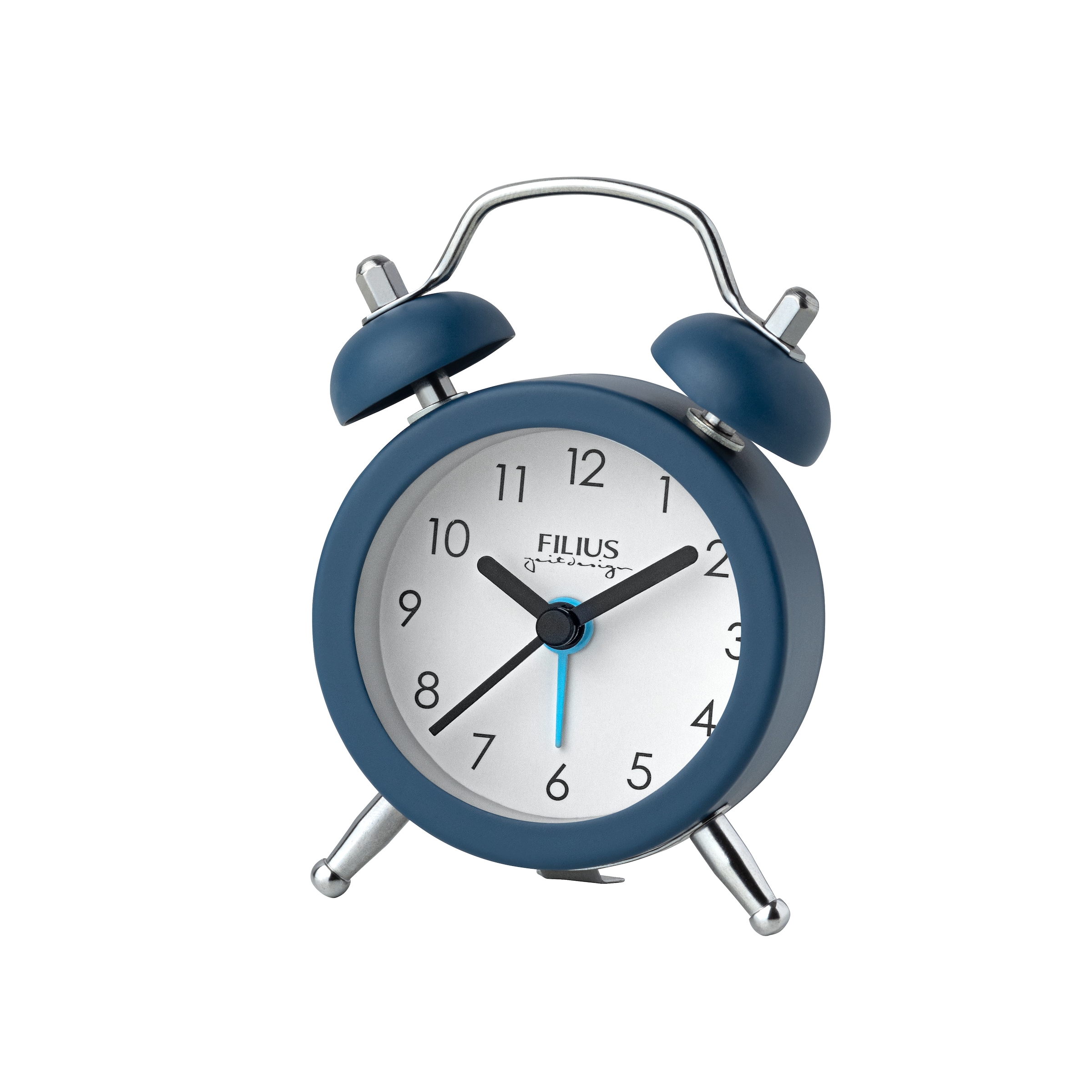 Glockenwecker, blau, FILIUS ZEITDESIGN, Wecker, Reisewecker, Quarzwecker, Kinderwecker, Schlafzimmer, Schulanfang