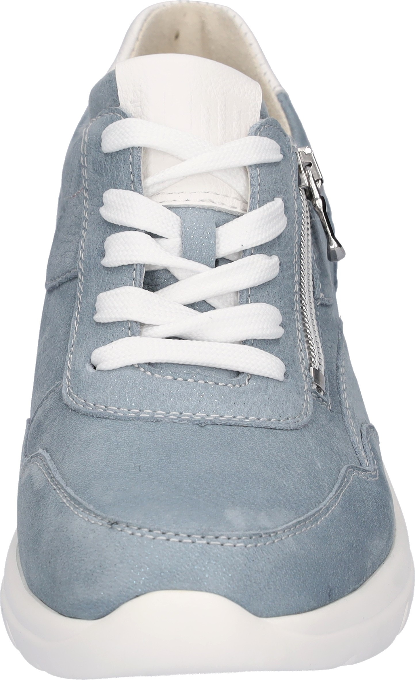 Keilsneaker WALDLÄUFER "H-CARLA", Damen, Gr. 7 (40,5), hellblau, weiß, Nappaleder, Nubukleder, unifarben mit Farbeinsatz, Schuhe, Komfortschuh, Schnürschuh, Halbschuh mit Keilabsatz 3