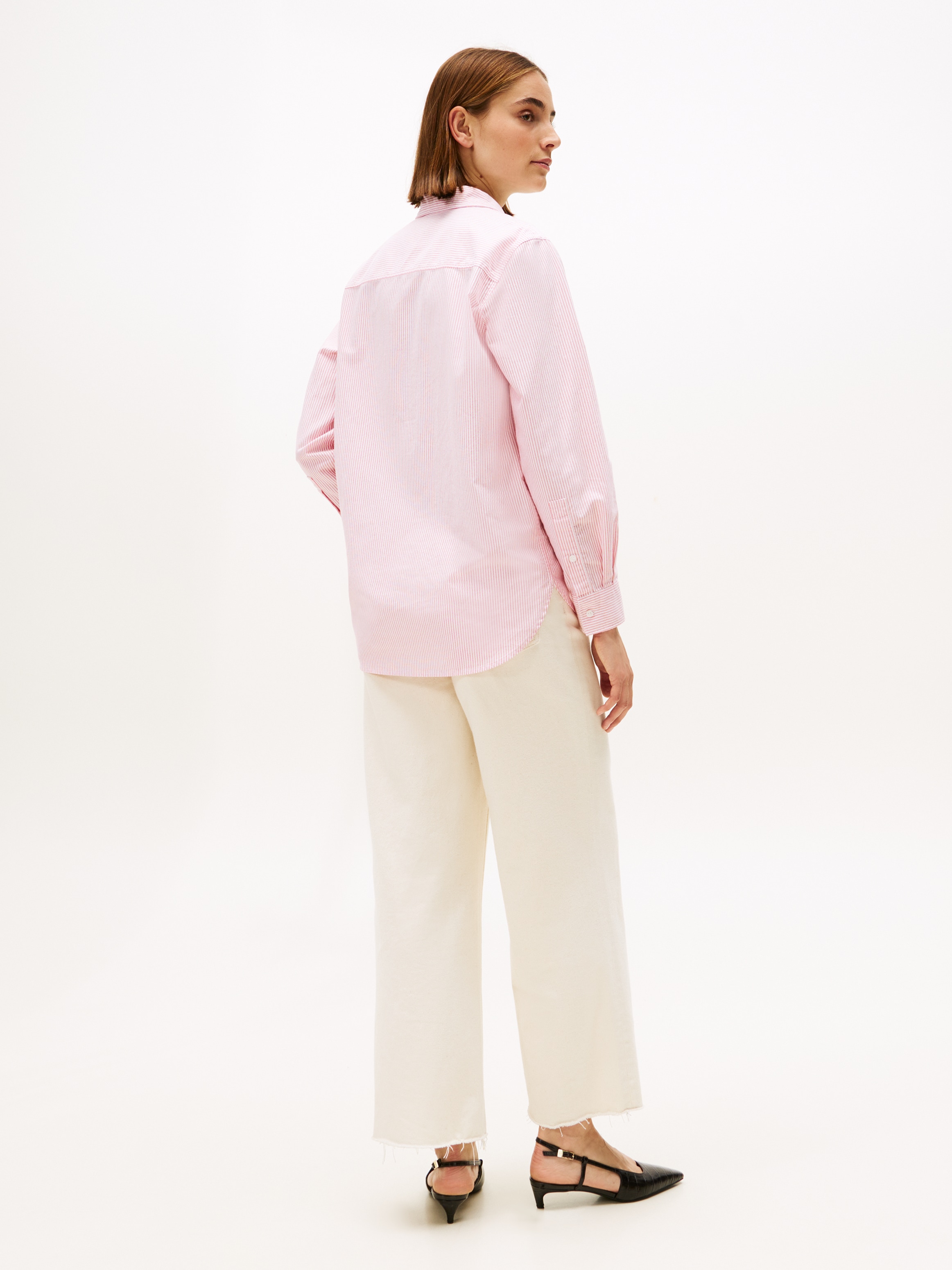 Tommy Hilfiger Hemdbluse »OXFORD RELAXED FIT SHIRT mit Hemdblusenkragen und Stickerei«, mit Streifen