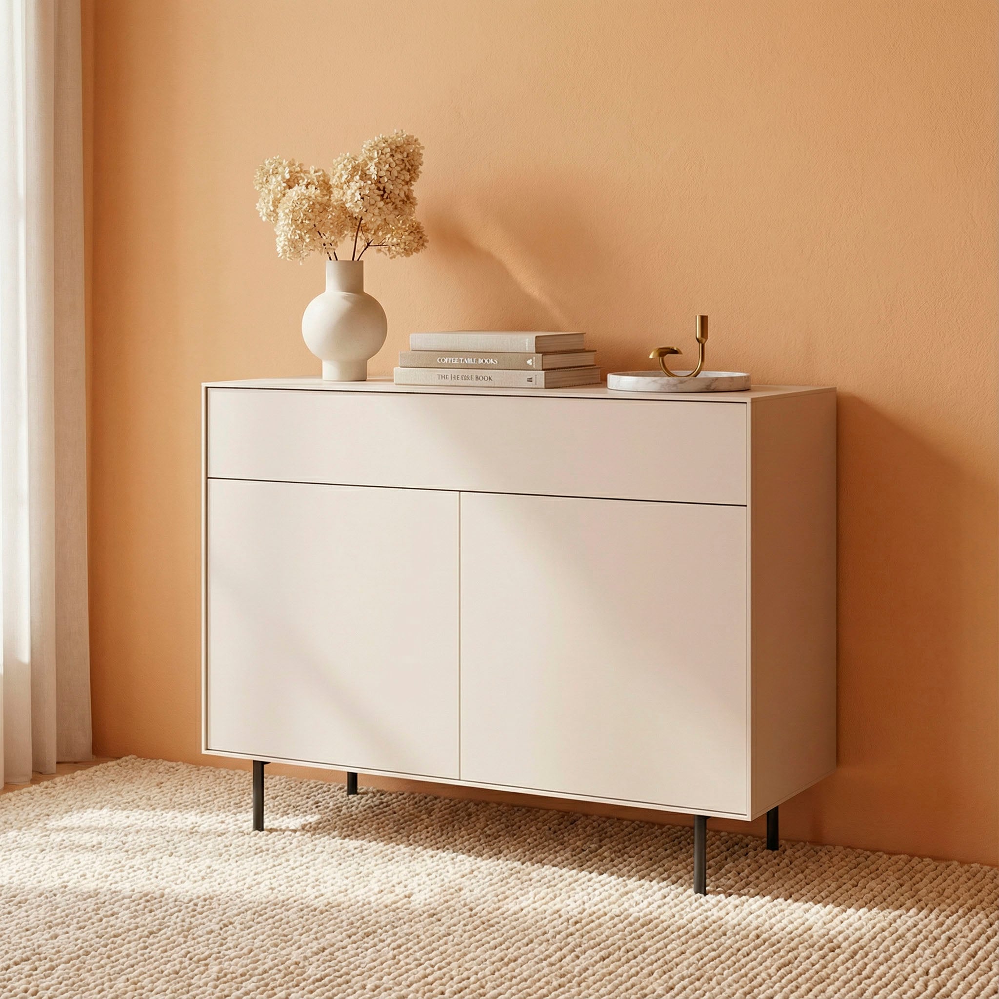 LeGer Home by Lena Gercke Lowboard "Essentials, Kommode, Anrichte, Kombikommode, Schrank mit Metallfüßen" Breite: 111 cm, UV lackiert, Push-to-open-Funktion