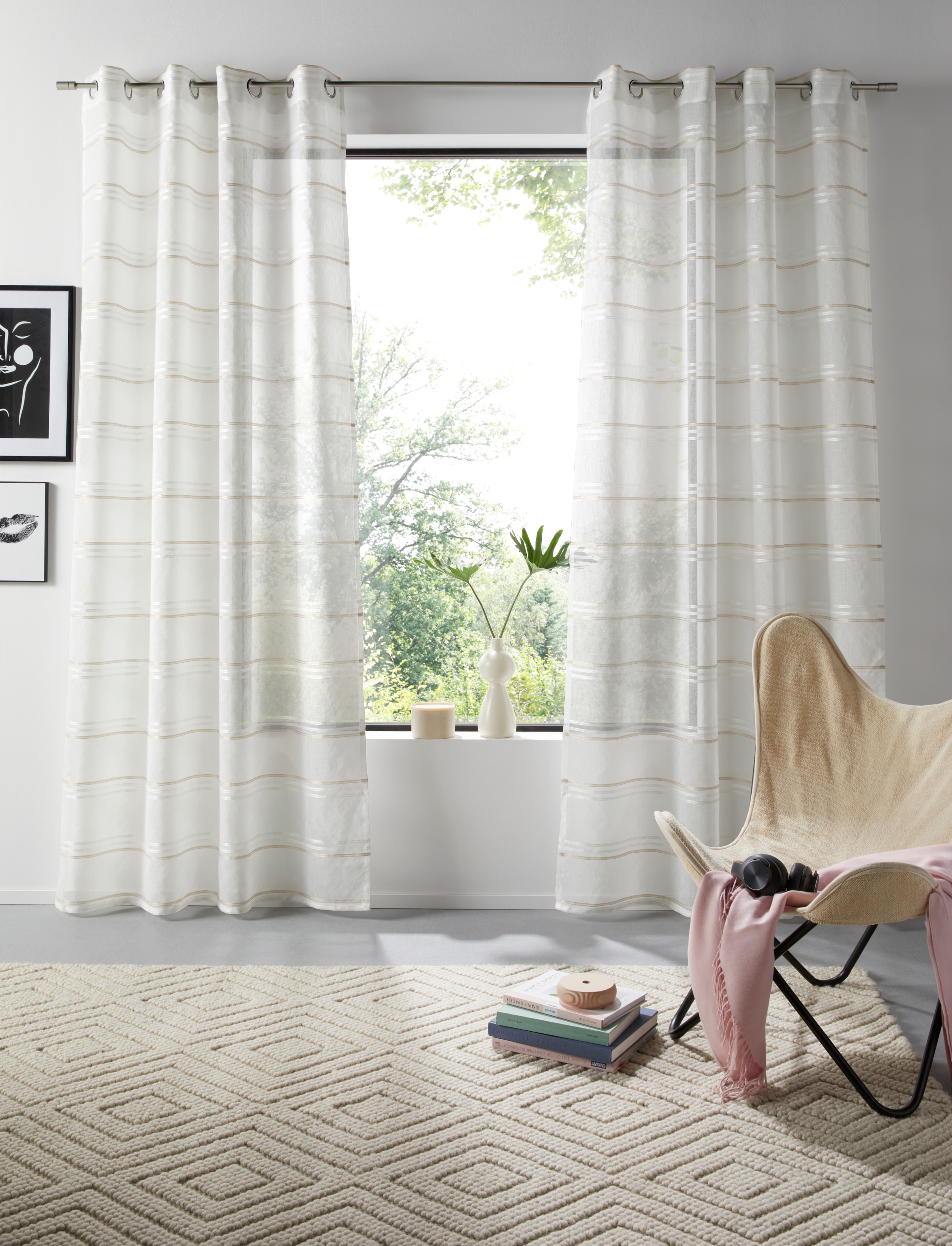 OTTO home Gardine "Sirii" Ösen 1 Stk. tlg. Halbtransparent, angenehme Hapti günstig online kaufen