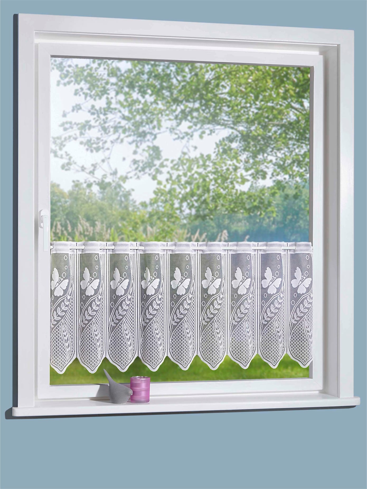 Scheibengardine, B:90cm H:60cm, weiß, Polyester, Gardinen