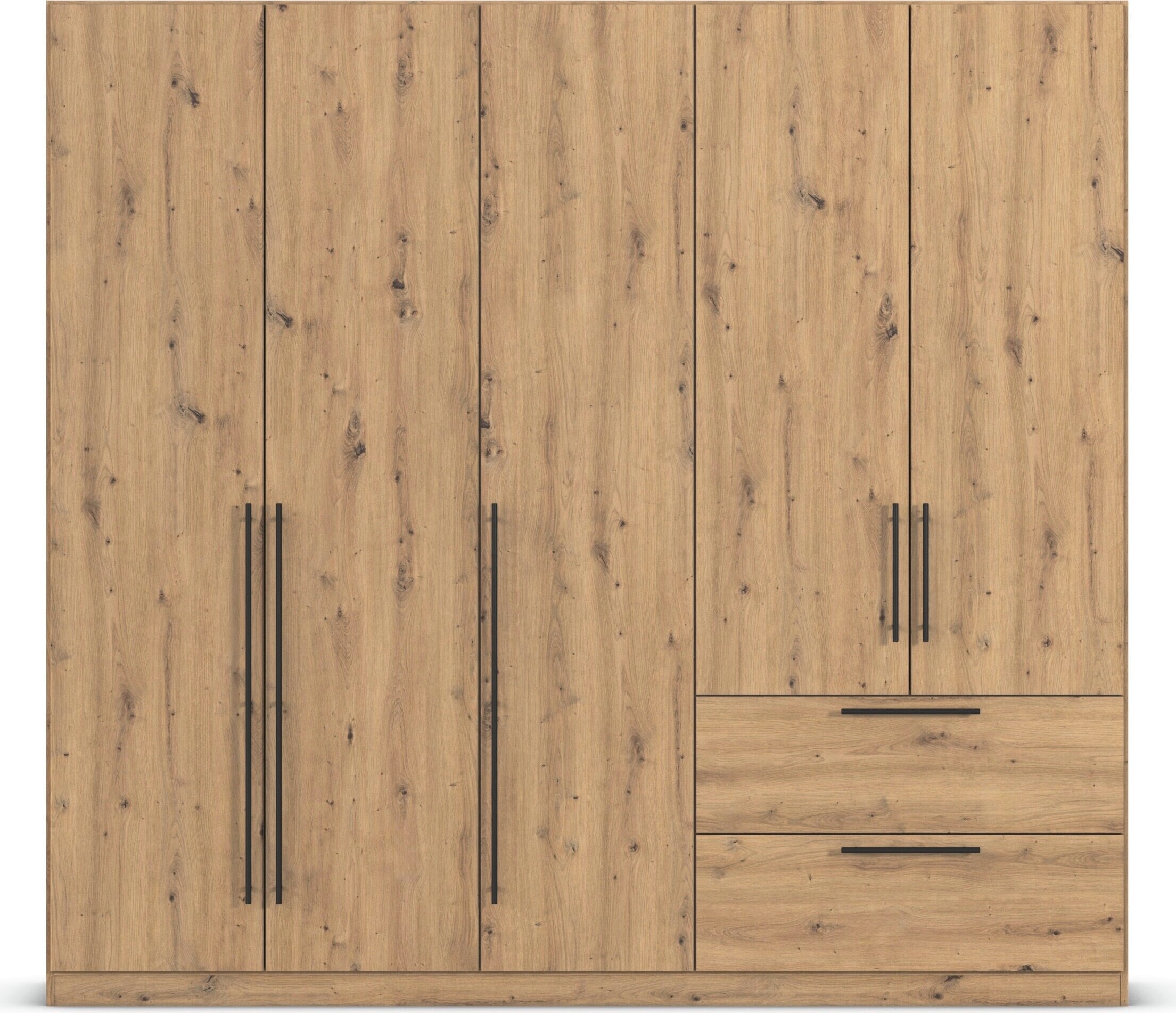 rauch Kleiderschrank »Drehtürenschrank Schrank Garderobe Wäscheschrank Schlafzimmer AVOLA«, (in 3 verschiedenen Ausstattungen BASIC/CLASSIC/PREMIUM), mit hochwertigen Stangengriffen aus Metall in Schwarz MADE IN GERMANY