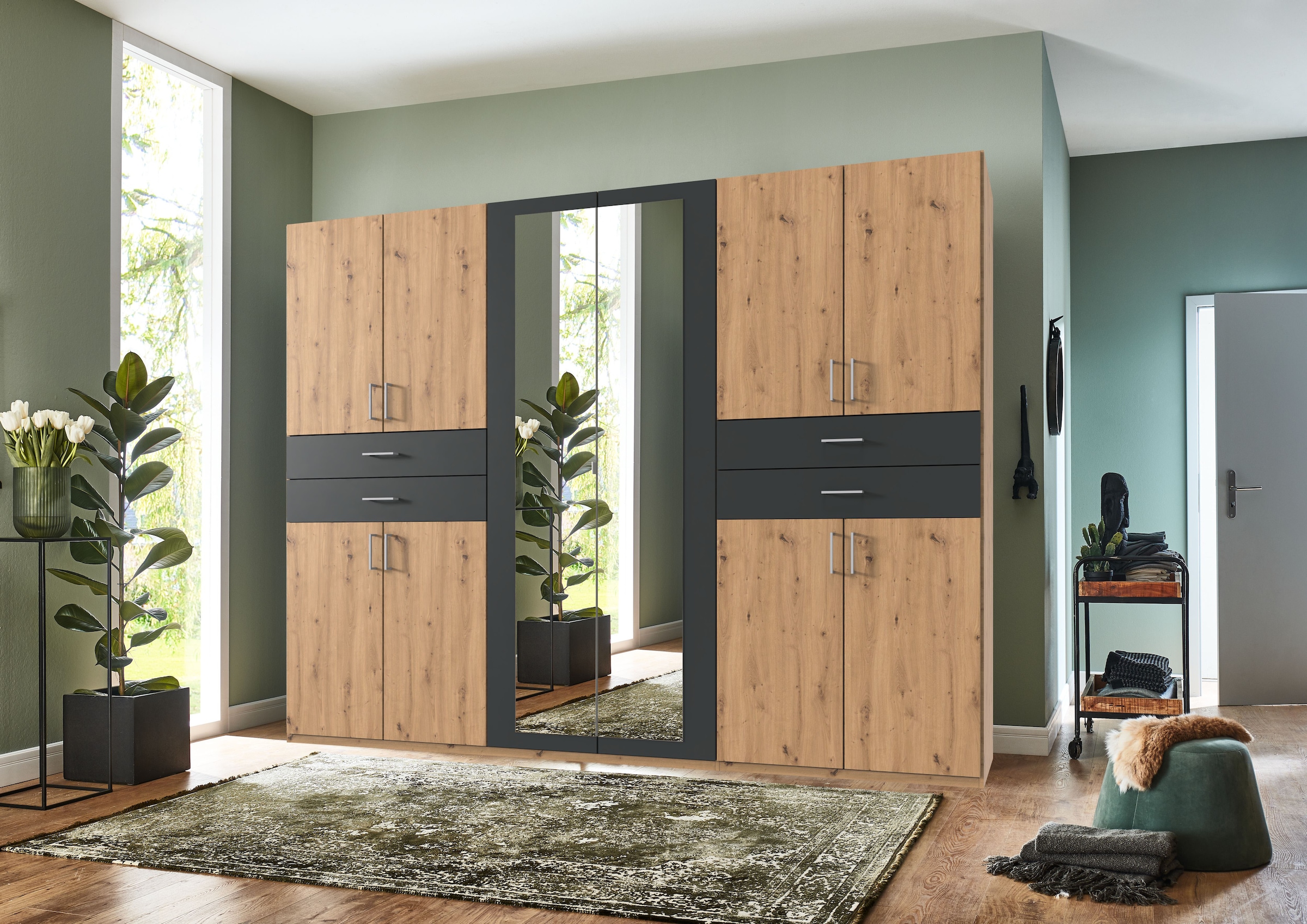 Wimex Drehtürenschrank »Taiga Kleiderschrank mit Spiegel«, mit Schubladen auf bequemer Höhe