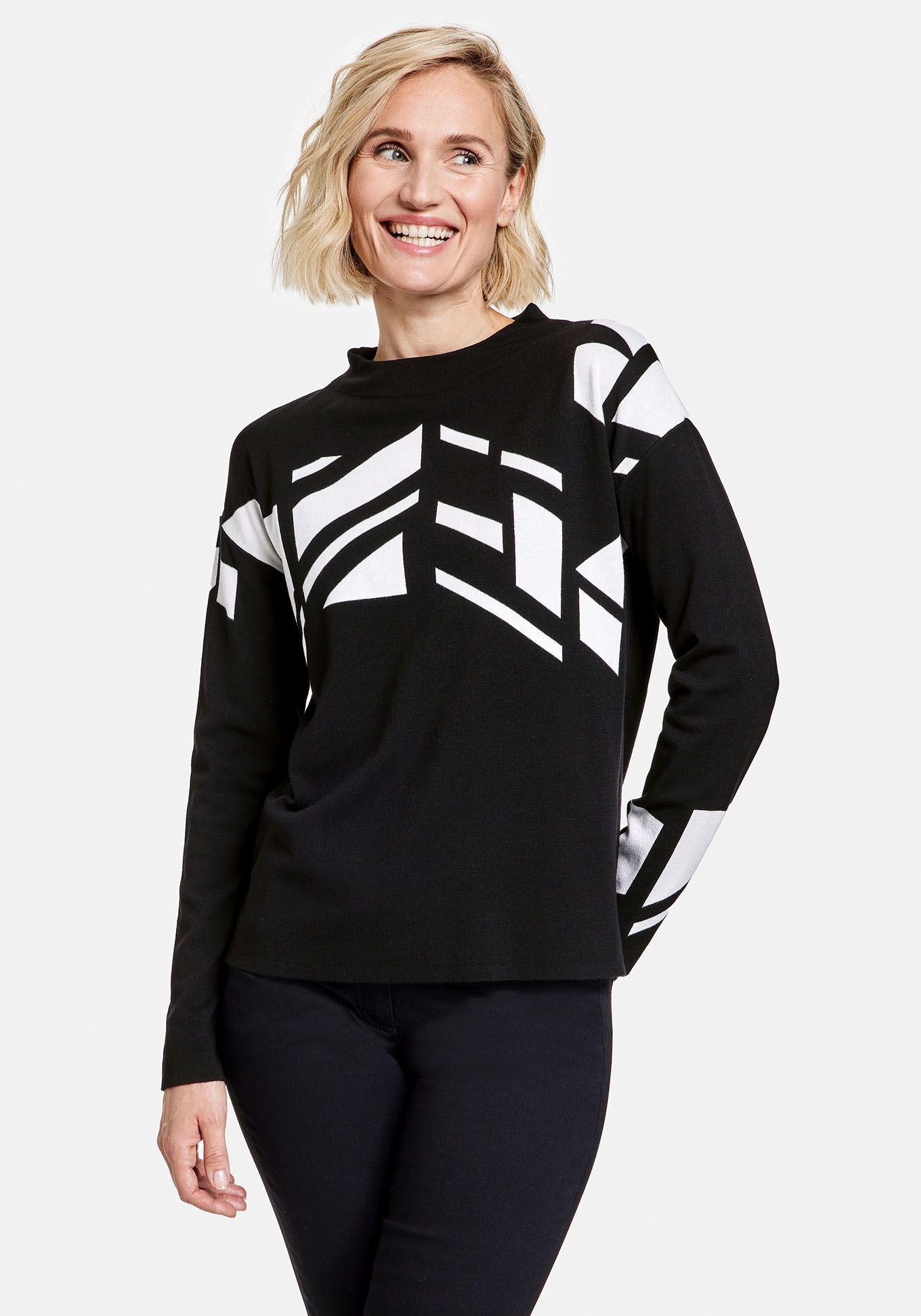 GERRY WEBER Stehkragenpullover, mit Pepita, und Hahnentritt - Musterung kaufen