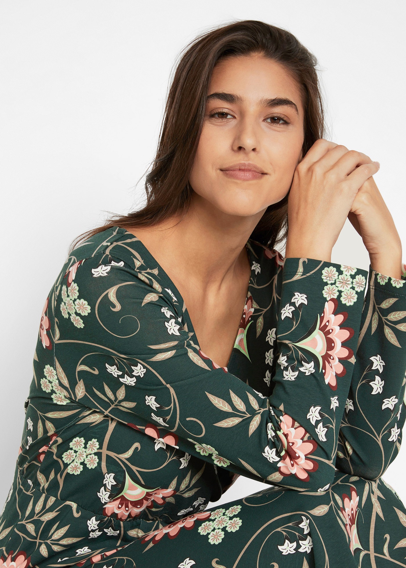 Thumbnail - bonprix Jerseykleid "Baumwoll-Jerseykleid in Wickeloptik" für Alltag, aus Baumwolle und Elasthan, mit Wickeloptik