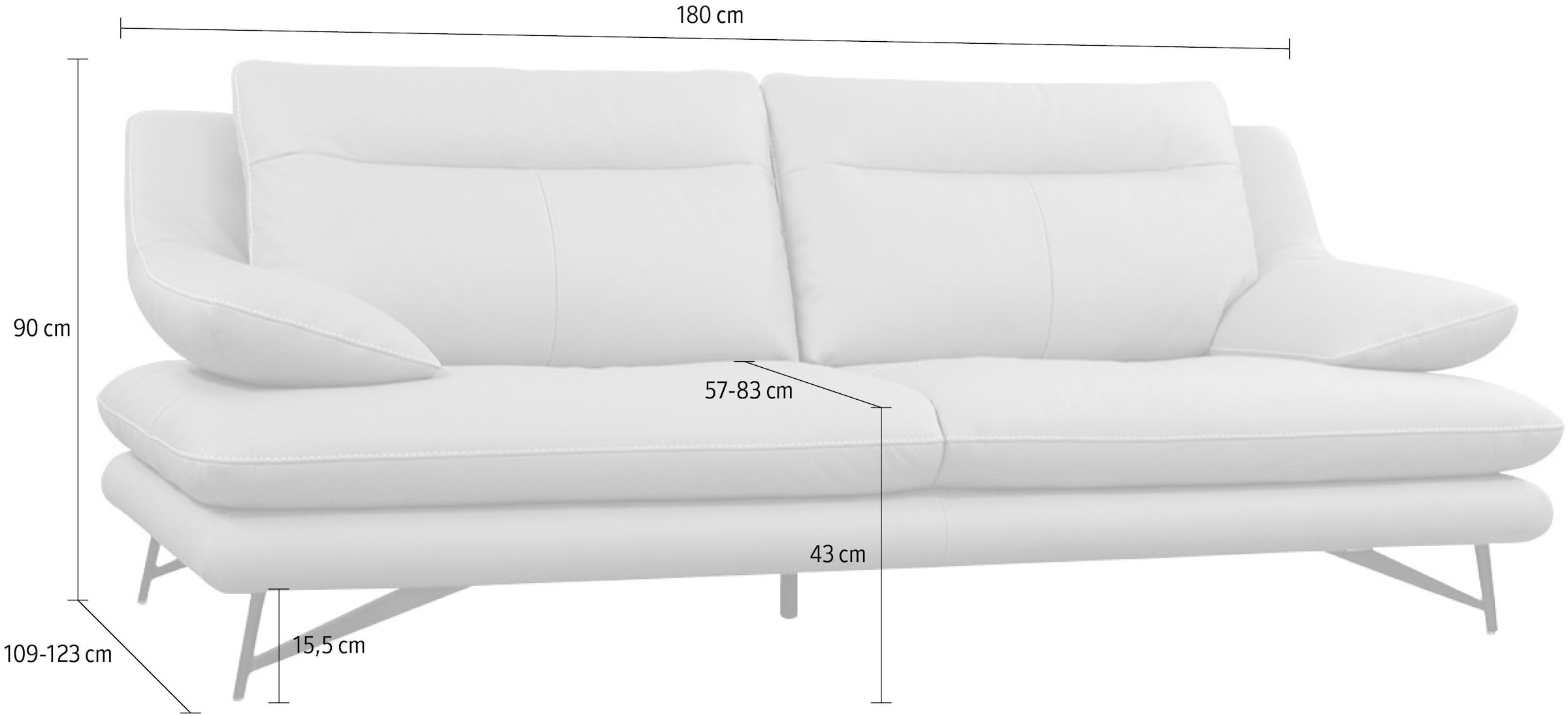 CALIA ITALIA 2-Sitzer »Cezanne, italienisches Design trifft erstklassigen Sitzkomfort, Leder«, Edles Designsofa in besonders langlebigen & pflegeleichten Lederarten