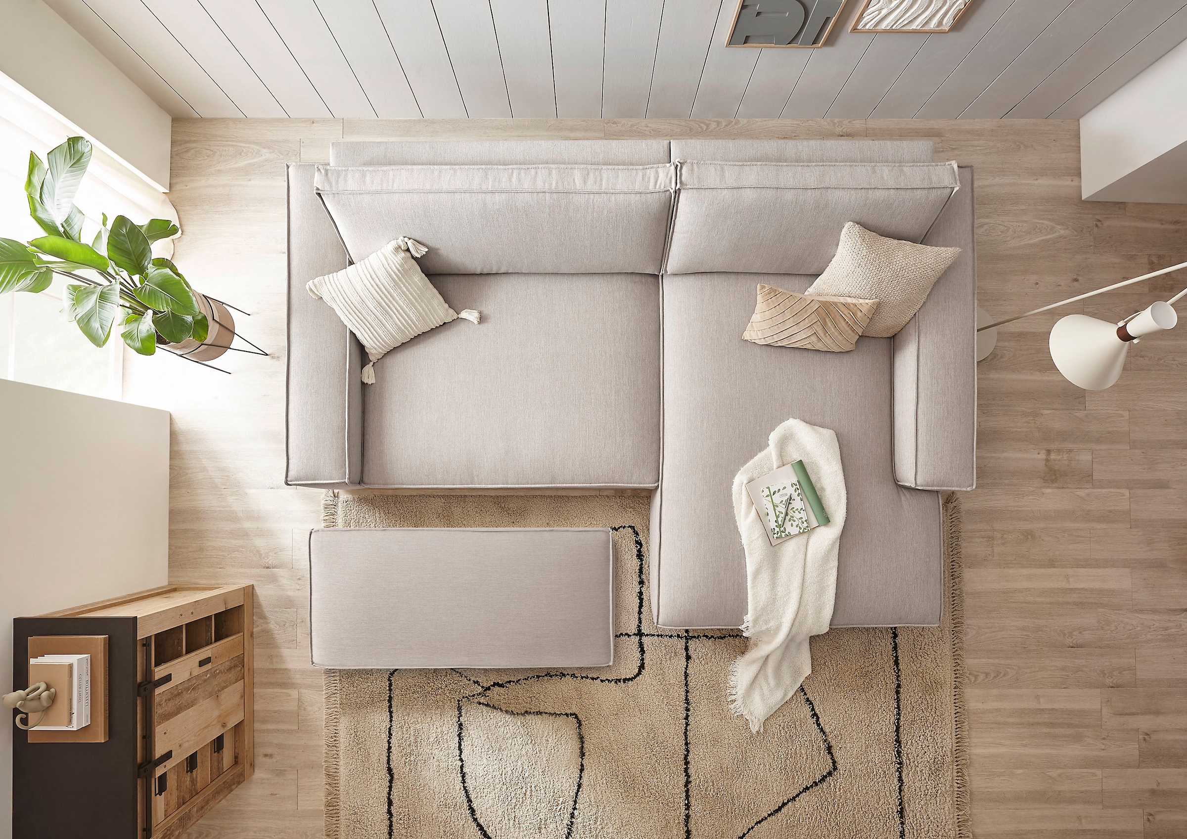 OTTO home Polsterecke »SHERWOOD XXL tief, L-Form, Schlaffunktion, Bigsofa, Cord, Leinenoptik« stellbar zum Schlafsofa (Krokodilverbinder), Cord, Leinenoptik,