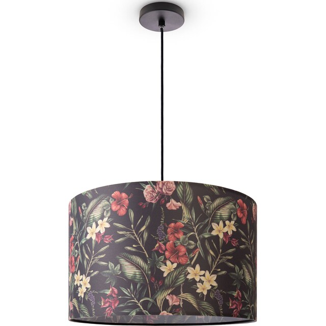 Paco Home Pendelleuchte »Hugo Flower«, Schlafzimmer Pendelleuchte  Wohnzimmer Blumen Stoff Lampenschirm | BAUR