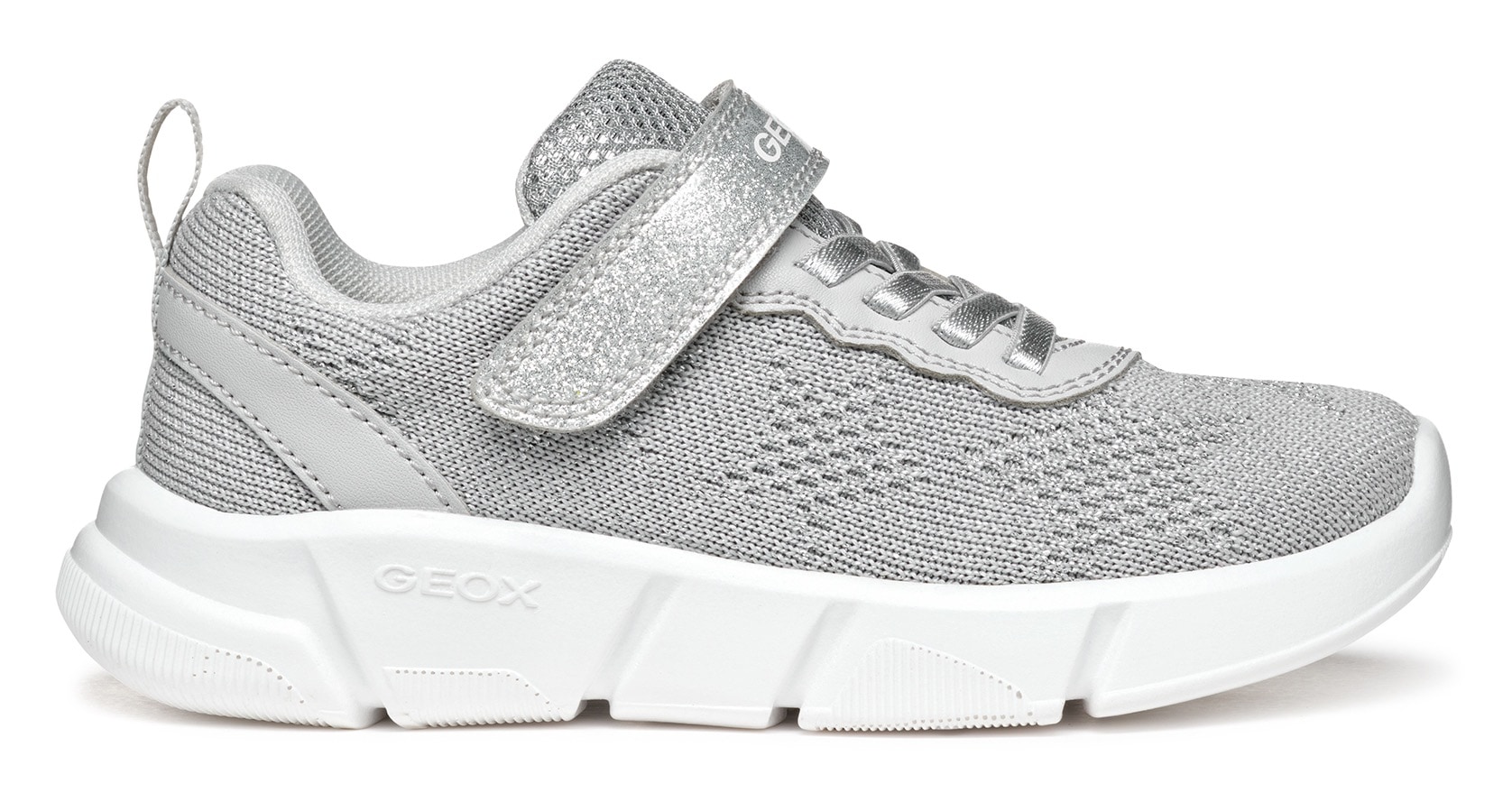 Geox Sneaker »J ARIL GIRL«, Knitwear Sneaker, Klettschuh mit glitzerndem Klettriegel