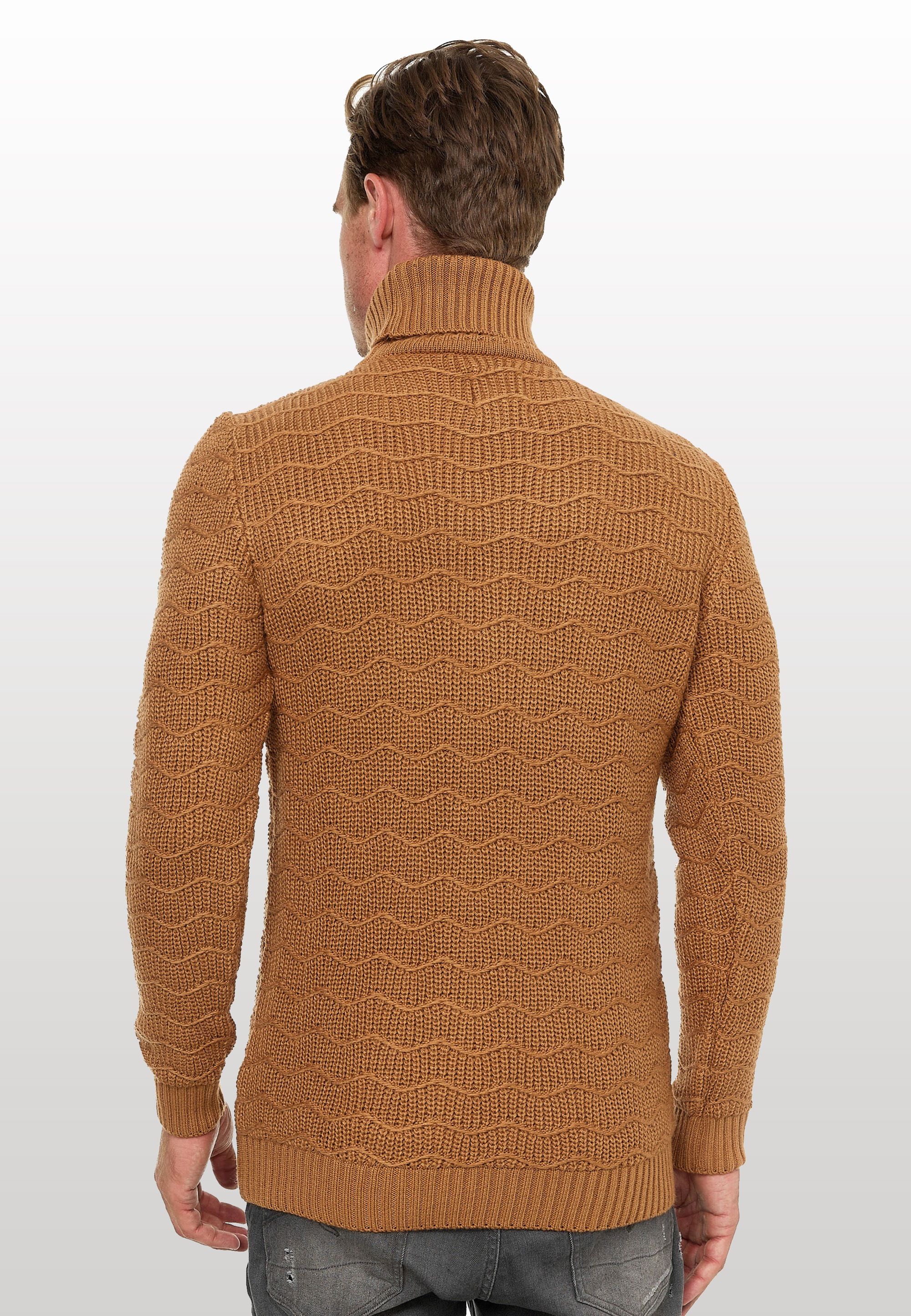 Rollkragenpullover RUSTY NEAL, Herren, Gr. M, braun (camelfarben), 70% Polyacryl, 30% Baumwolle, unifarben, normal, hoch geschlossener Ausschnitt, Pullover Rollkragenpullover, im angesagten Design 3