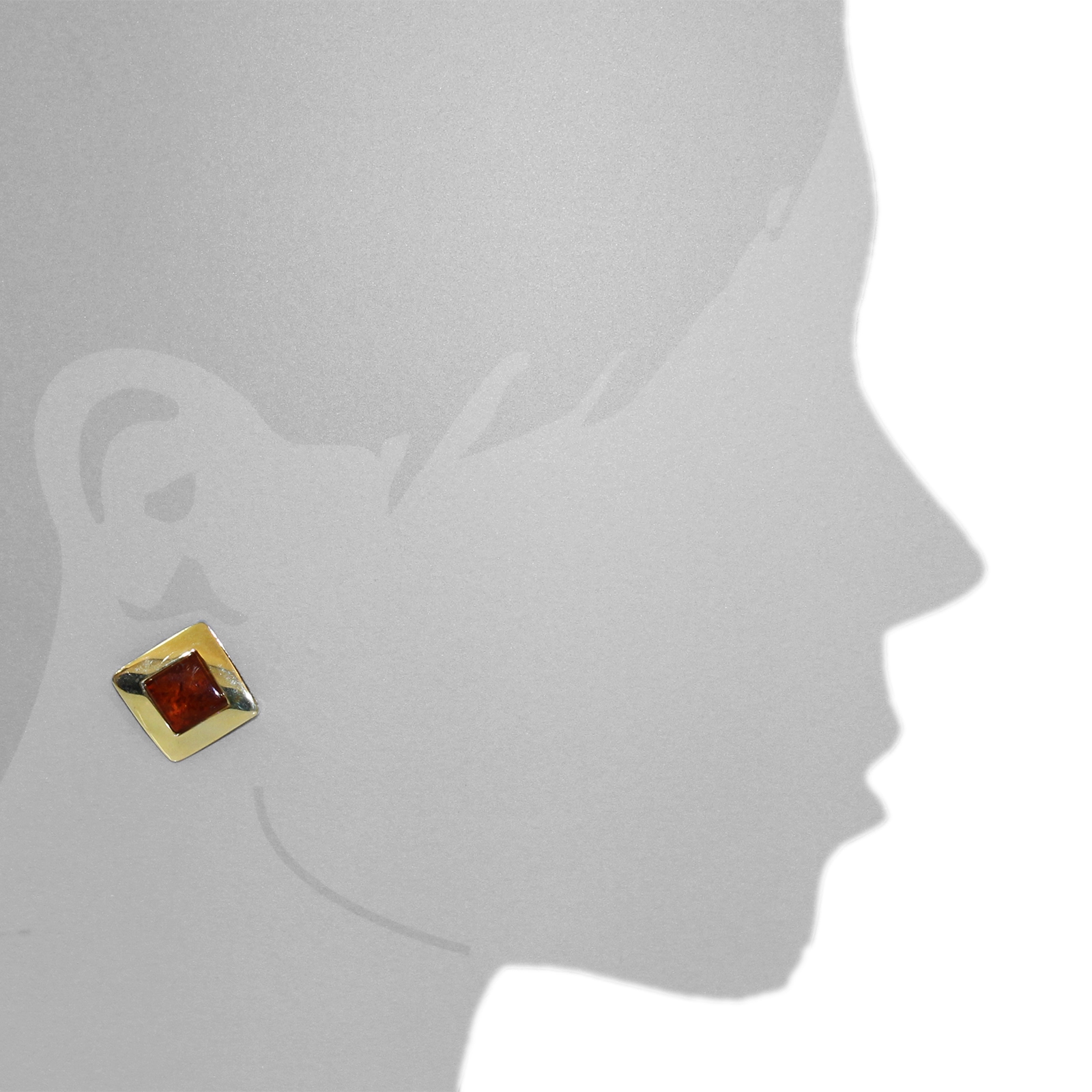OSTSEE-SCHMUCK Paar Ohrstecker »- Alvina 20 x 20 mm - Silber 925/000, vergoldet - Bernstein«