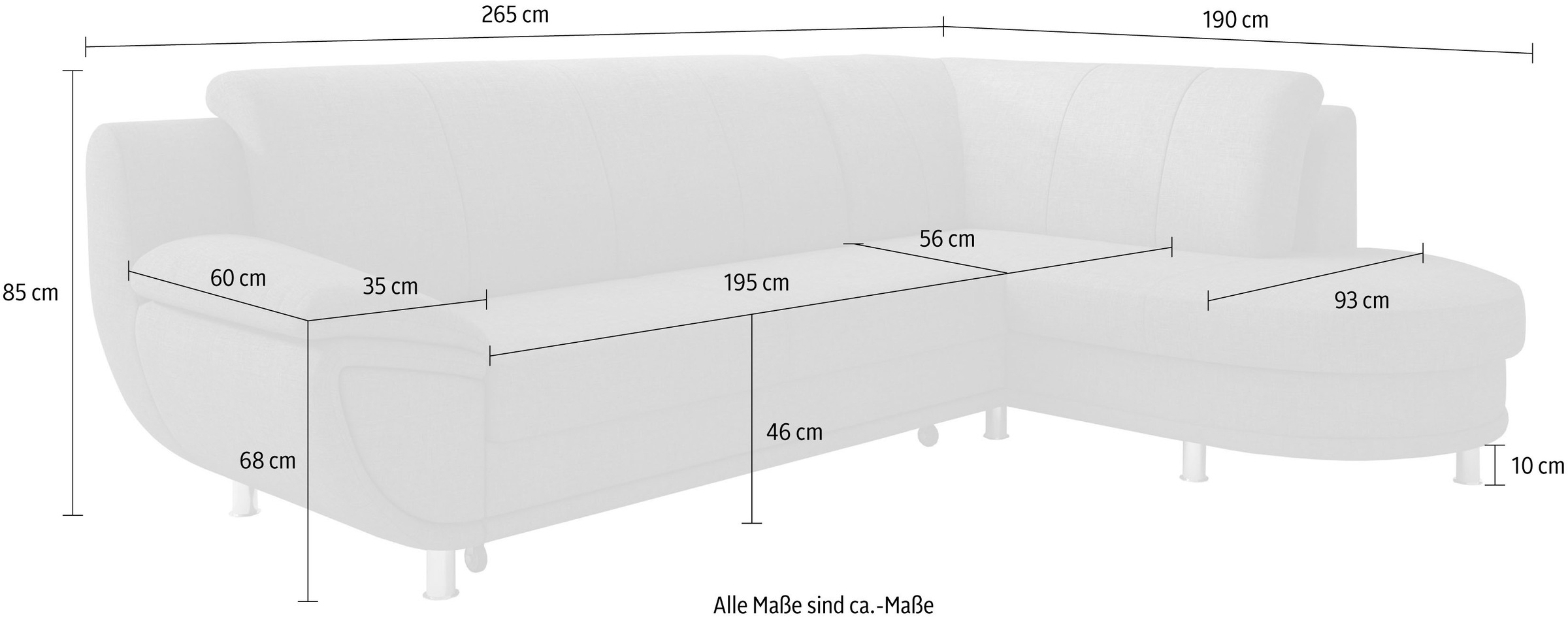 TRENDMANUFAKTUR Ecksofa »Rondo, zeitlos und elegant, bequem, L-Form«, wahlweise mit Federkern, wahlweise mit Bettfunktion