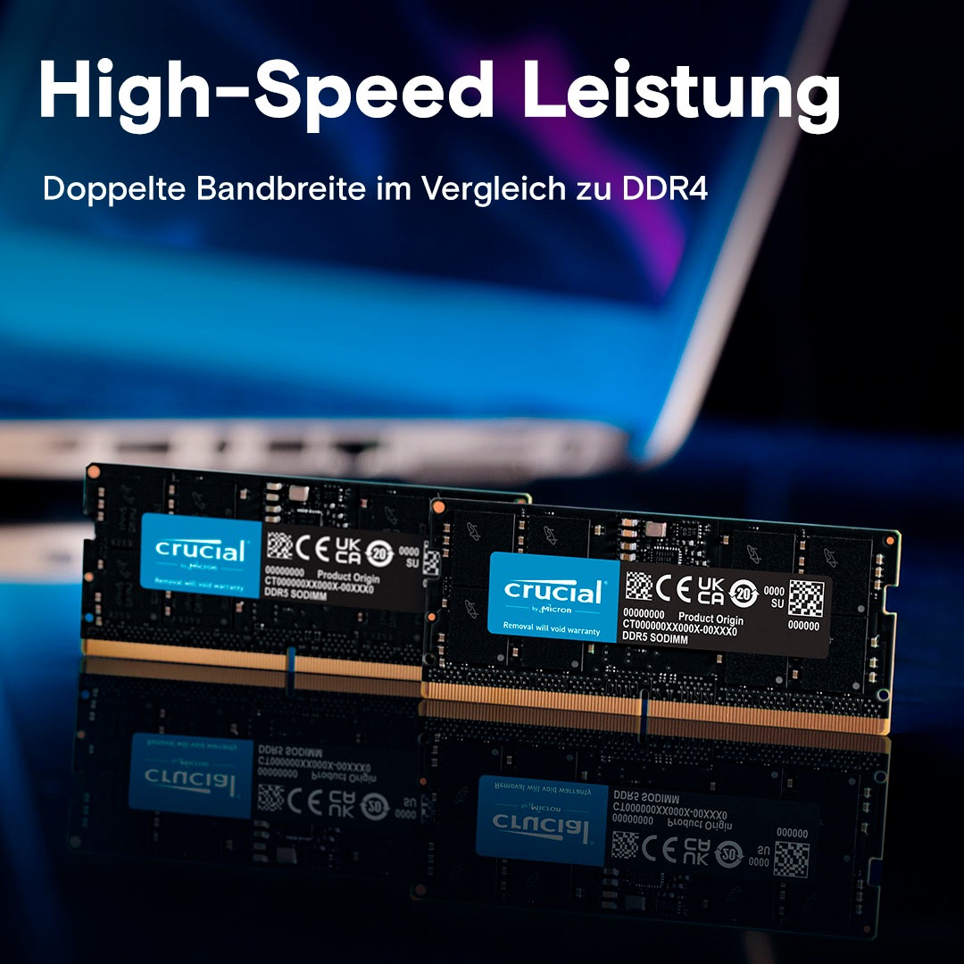 Crucial Laptop-Arbeitsspeicher »96 GB Kit (48 GB x 2) DDR5-5600 SODIMM«