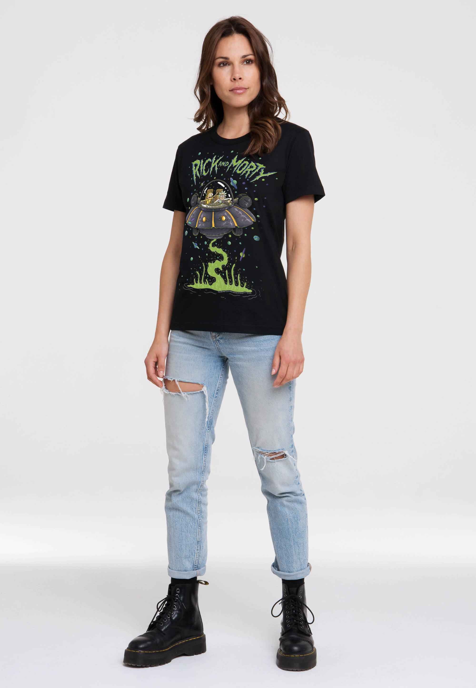 LOGOSHIRT T-Shirt »Rick & Morty - Raumschiff«, mit lizenziertem Print
