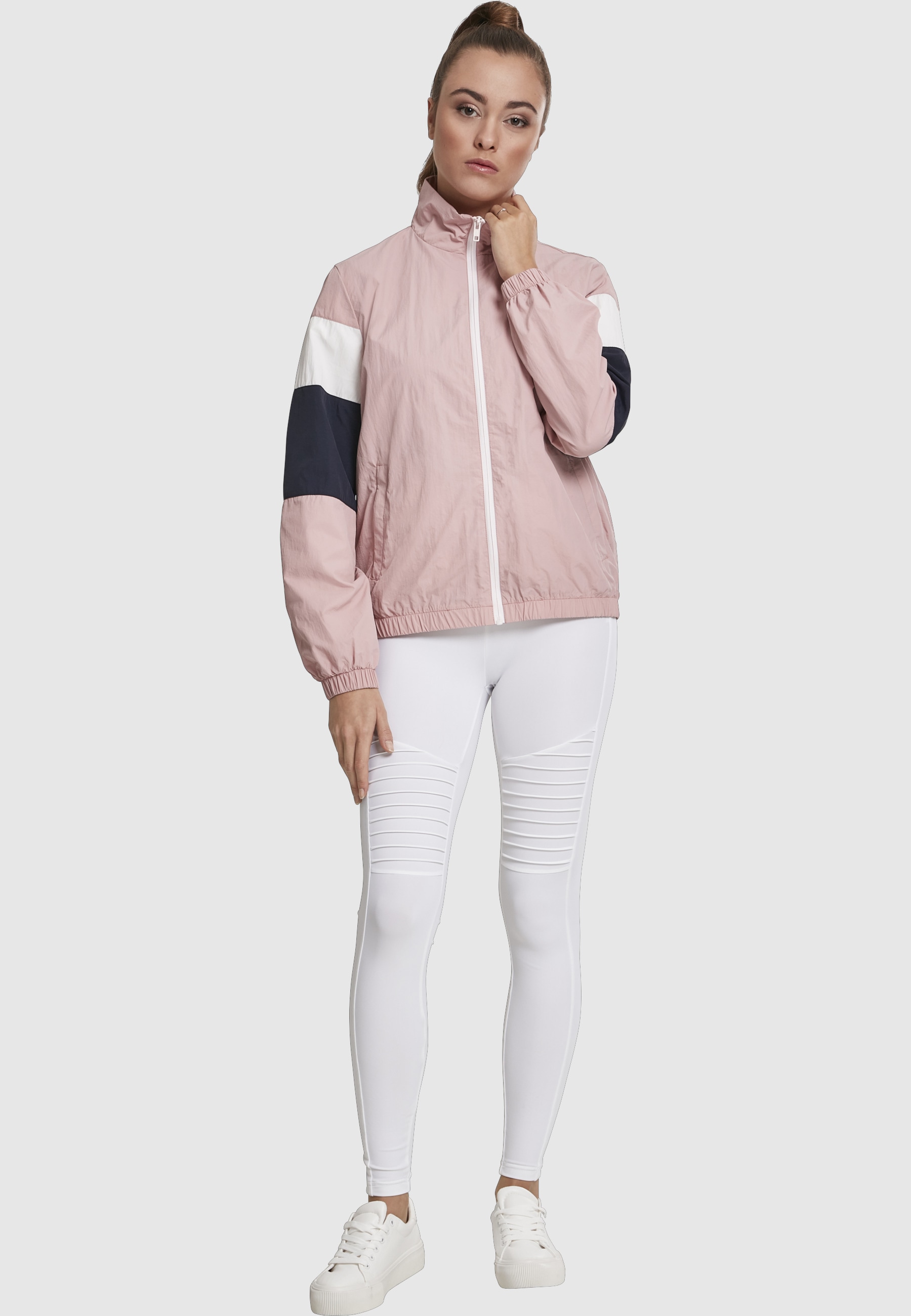 URBAN CLASSICS Allwetterjacke »Urban Classics Damen Ladies 3-Tone Crinkle Track Jacket« 1 Stk. tlg. ohne Kapuze