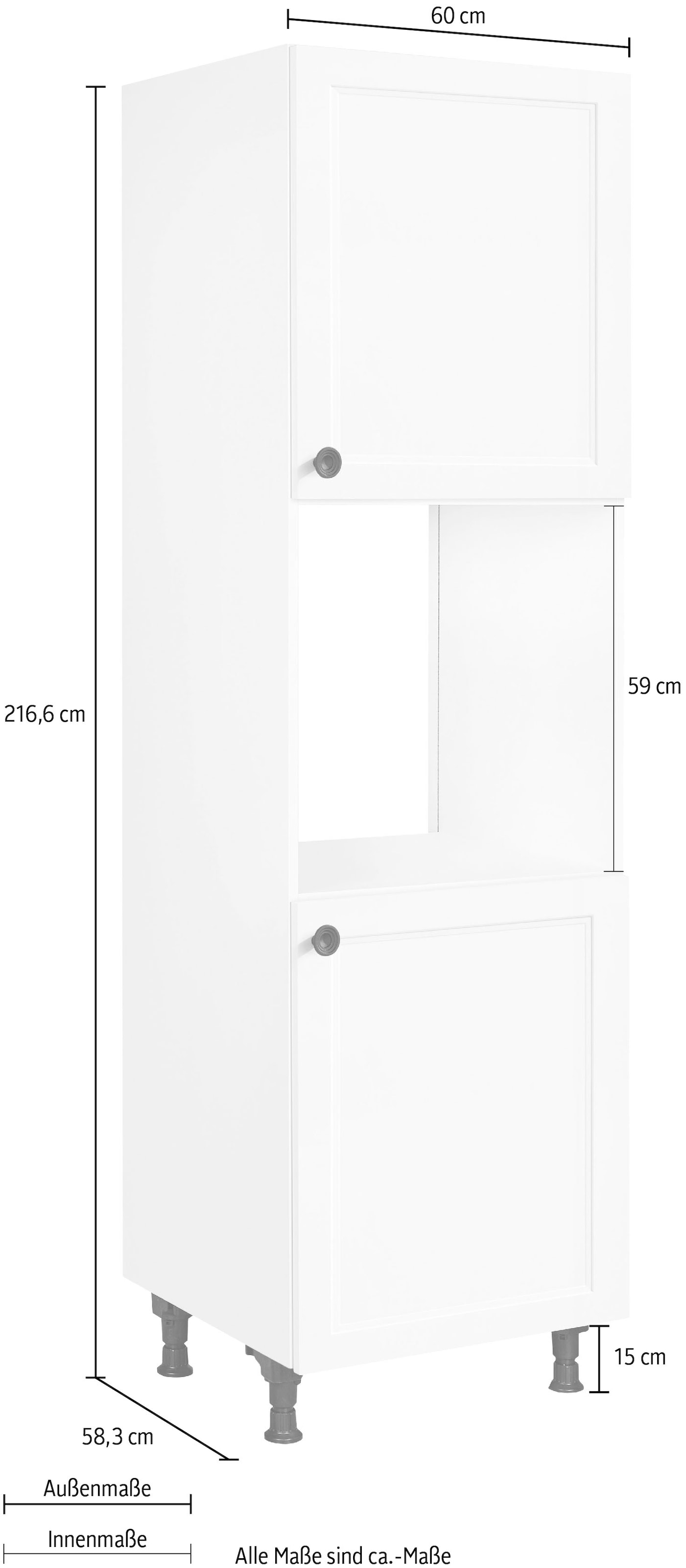 nobilia® Herdumbauschrank »"Cascada", Ausrichtung wählbar, mit zwei zusätzlichen Türen,«, vormontiert, Breite/Höhe: 60/167,8 cm