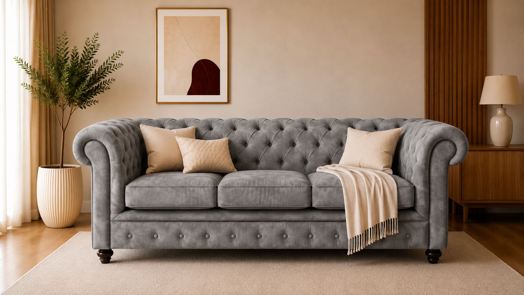 OTTO home Chesterfield-Sofa "Chesterfield 3-Sitzer B/T/H: 198/89/74 cm" mit hochwertiger Knopfheftung, auch in Leder