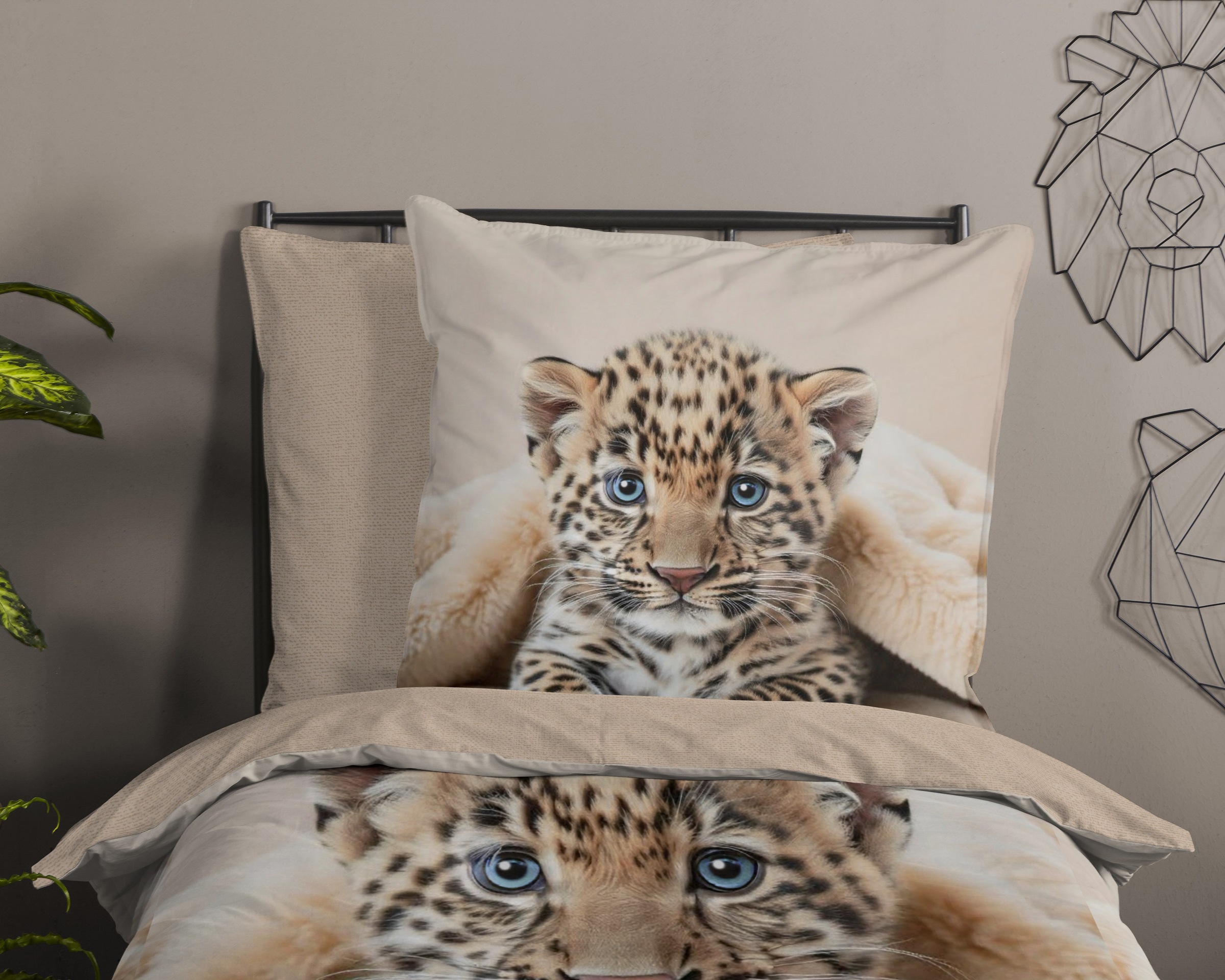 good morning Kinderbettwäsche »Simo« 2 Stk. tlg. Baumwolle, Renforcé, Wendeoptik, Kind, Tiger, Welpe