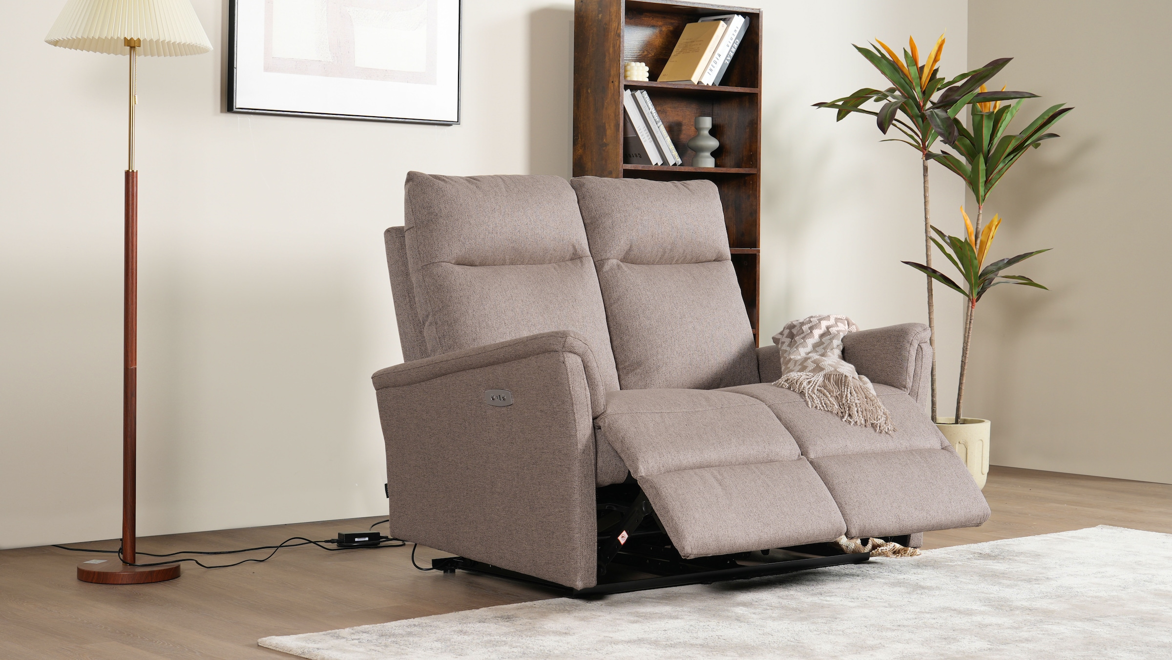 Home affaire 2-Sitzer »FINNARA,2-Sitzer,elelektrische Relaxfunktion in 2 Sitzen, USB A/C« Liegefunktion 105°-135°, Federkern,