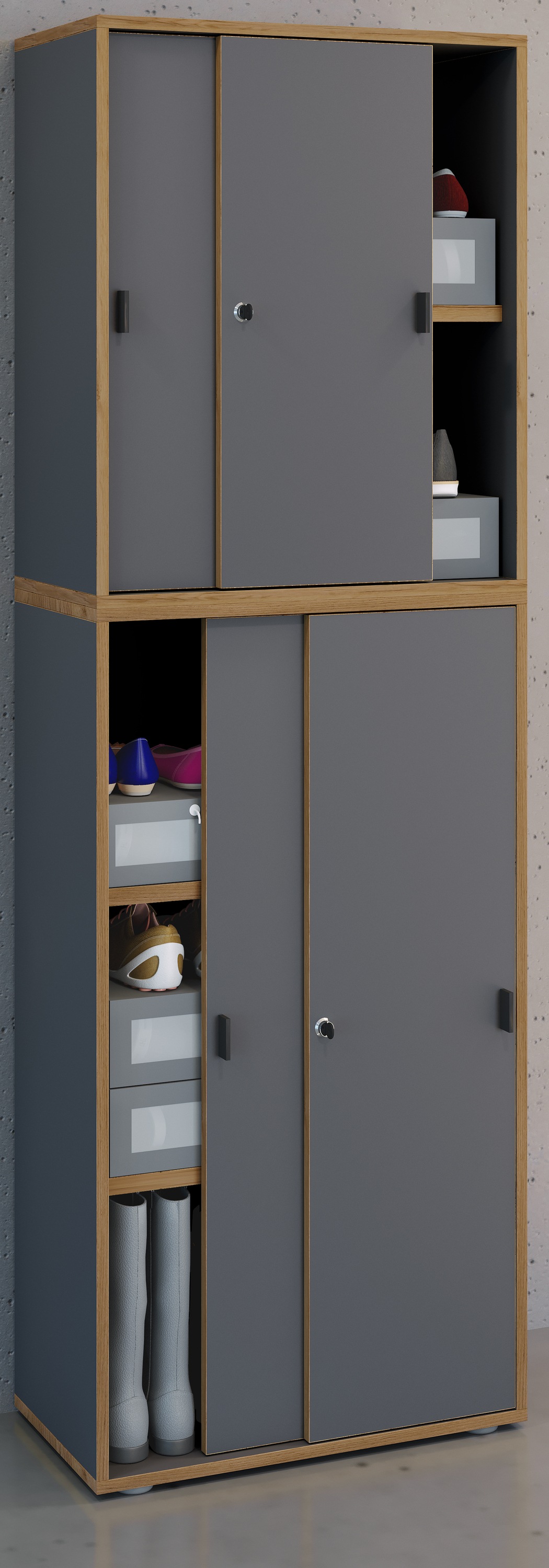 VCM Aktenschrank »Büroschrank Aktenschrank Schiebetüren Salia 5fach« 1 Stk. tlg.