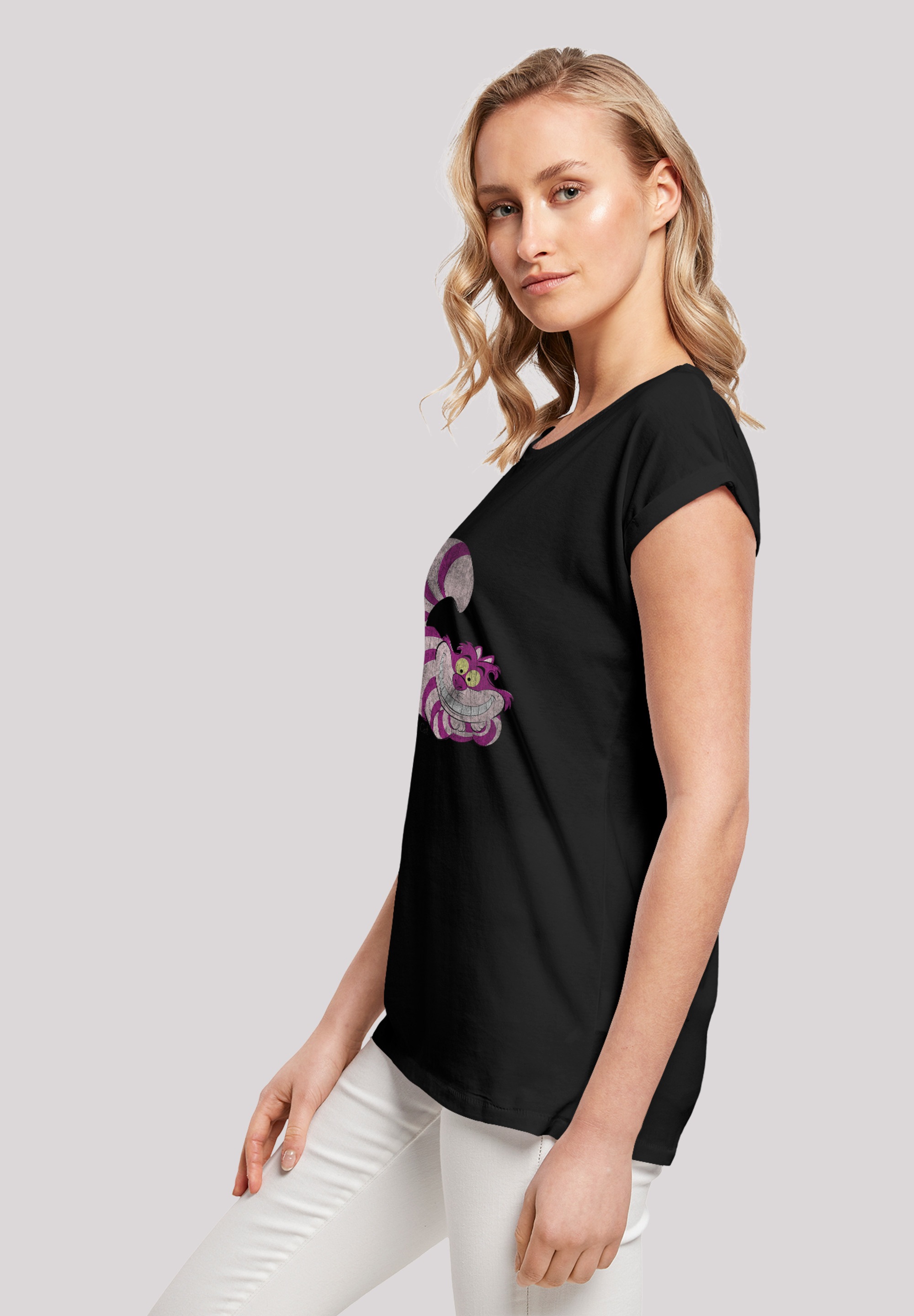 F4NT4STIC T-Shirt Cheshire Cat«, Damen,Premium | BAUR im Merch,Regular-Fit,Kurze Wunderland Alice »Disney Ärmel,Bedruckt bestellen