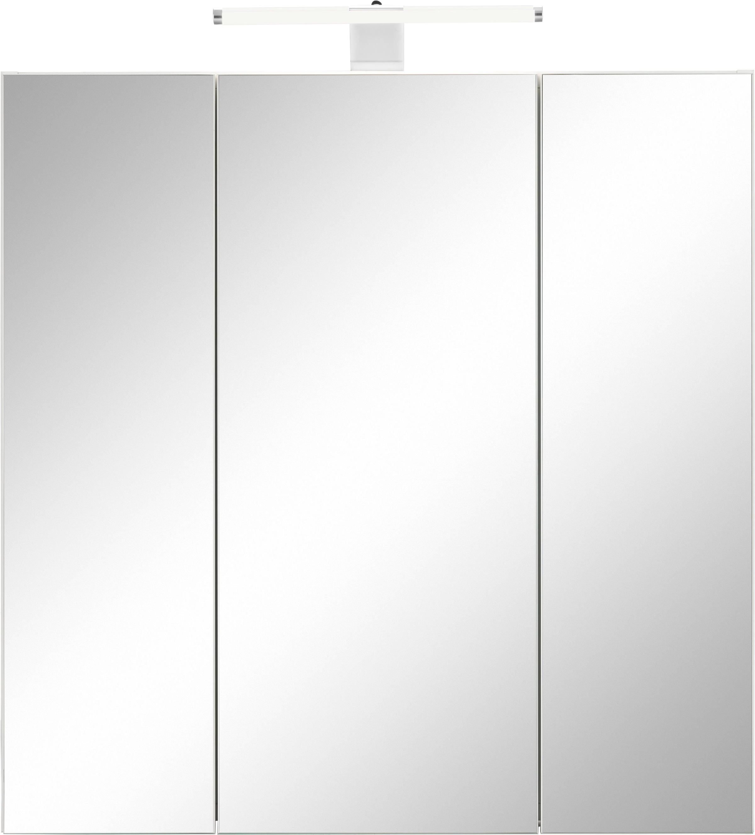einkaufen 70 Günstig Made Breite LED-Beleuchtung, Glaseinlegeböden, Spiegelschrank in weiß Germany ✓ & Schildmeyer Schalter-/Steckdosenbox, Schnell 3-türig, cm, \