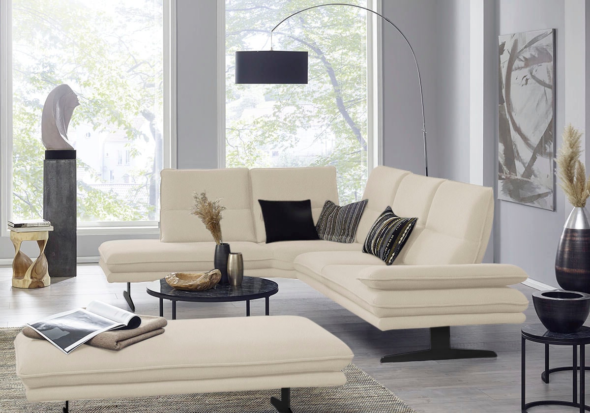 W.SCHILLIG Ecksofa "broadway, Designsofa, toller Sitzkomfort, zeitlos, elegant, L-Form" Sitztiefenverstellung, Kopfteil- & Seitenteilverstellung, Breite 284cm