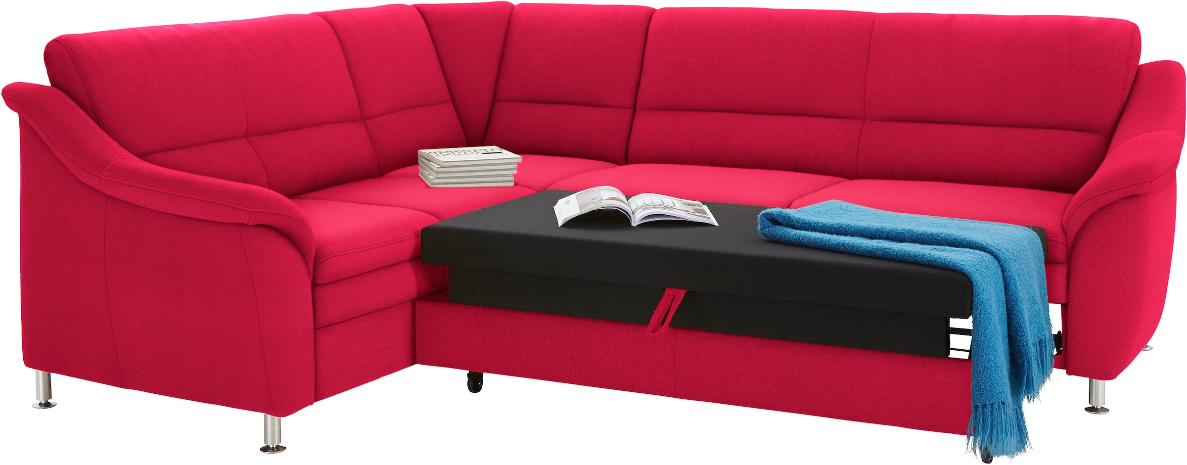 sit&more Ecksofa »Cardoso L-Form«, mit Federkern, wahlweise mit Bettfunktion und Schubkasten