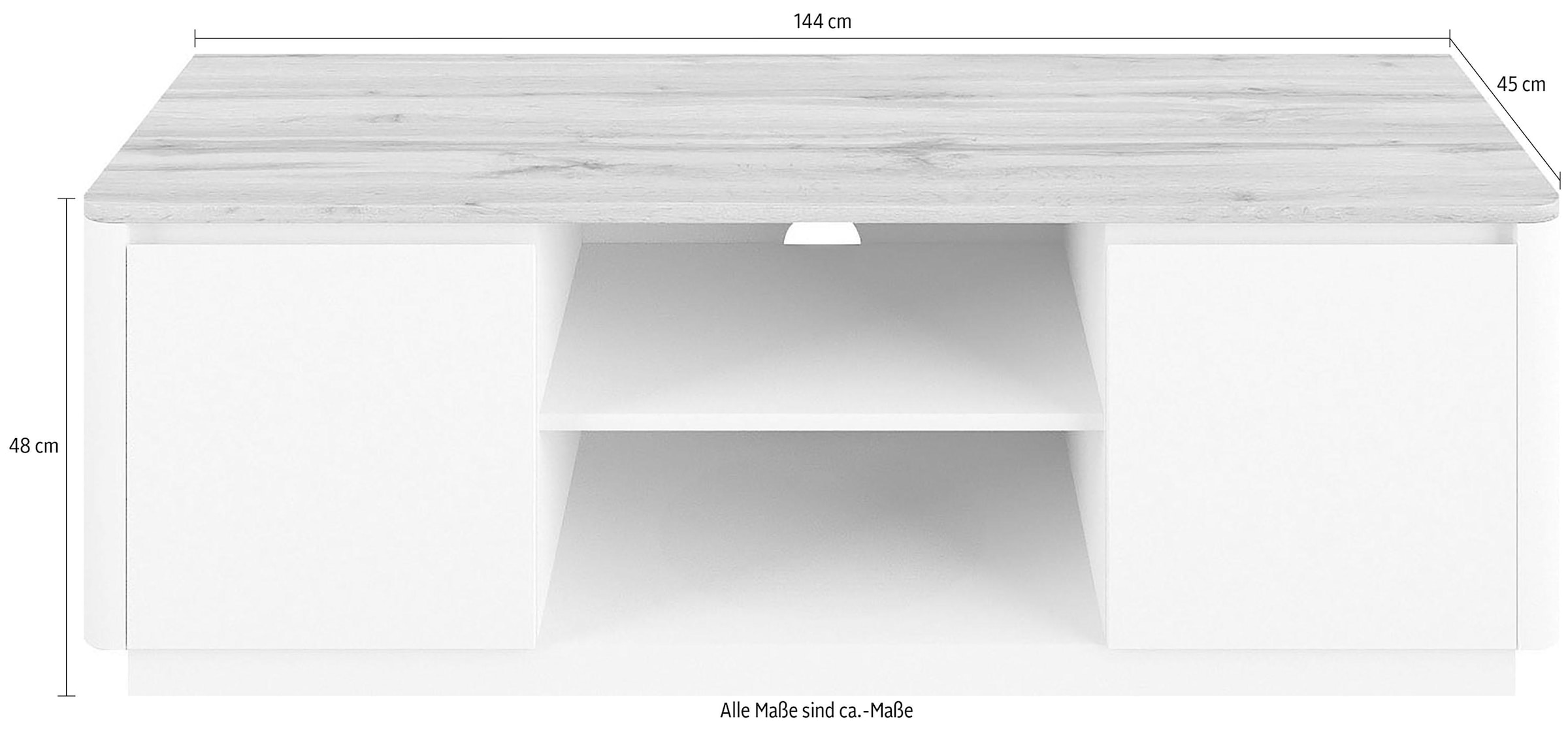 welltime Lowboard »Arctic«, Breite 144 cm mit 2 Türen und 2 offenen Fächern