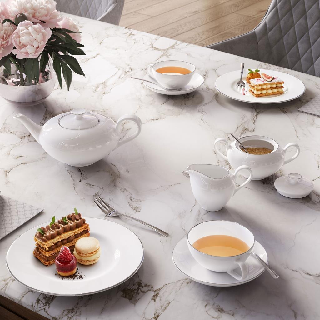 Villeroy & Boch Teekanne »Teezubehör Set Anmut Platinum No.1 3er Set weiß« 0 l 3 Stk. tlg. Spülmaschinengeeignet