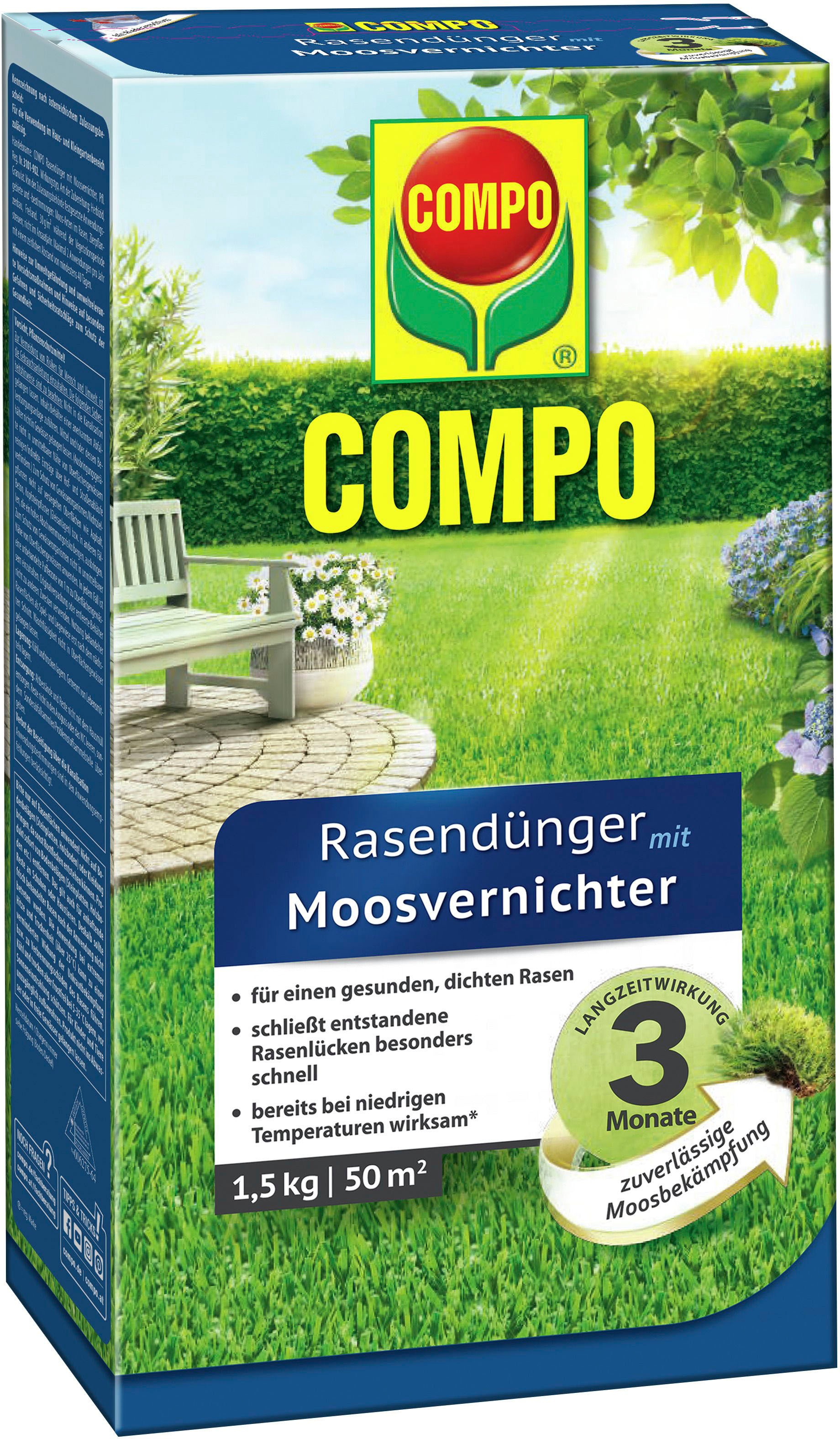Compo Rasendünger »mit Moosvernichter«, 1,5 kg, für 50 m², 1,5 kg