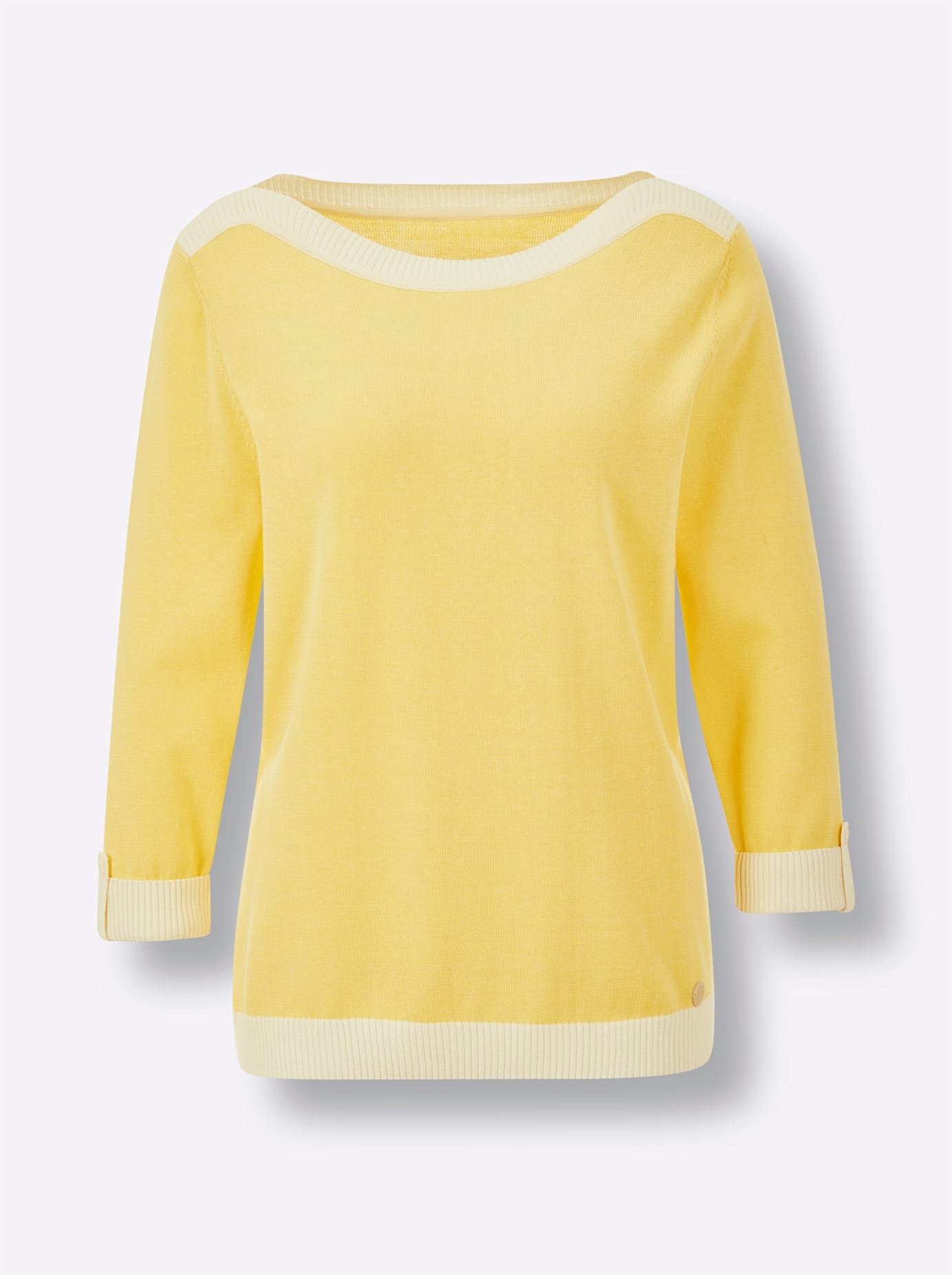 3/4 Arm-Pullover CREATION L PREMIUM "Seiden-Baumwoll-Pullover", Damen, Gr. 38, zitrone, 55% Seide, 45% Baumwolle, unifarben, Pullover 3